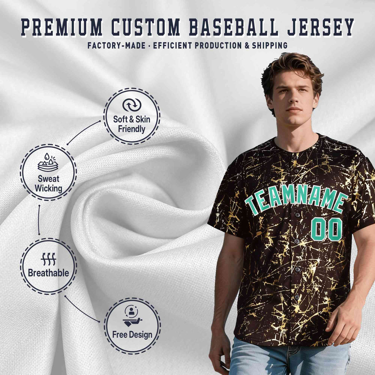 Custom Crimson Bright Green Metallic Gold Splatter Urban Streetwear Baseball Jersey