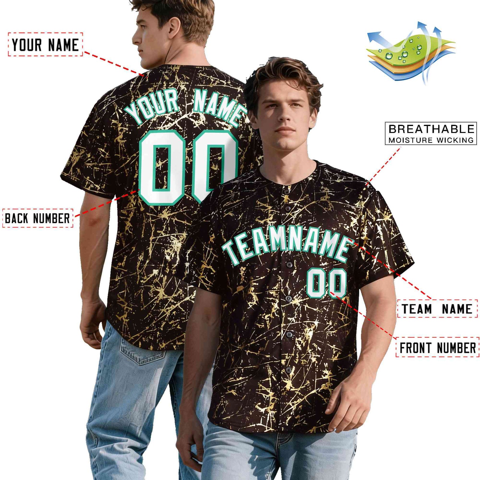 Custom Crimson White Black&Shiny Gold Cracked Foil Breathable Mesh Streetwear Baseball Jersey