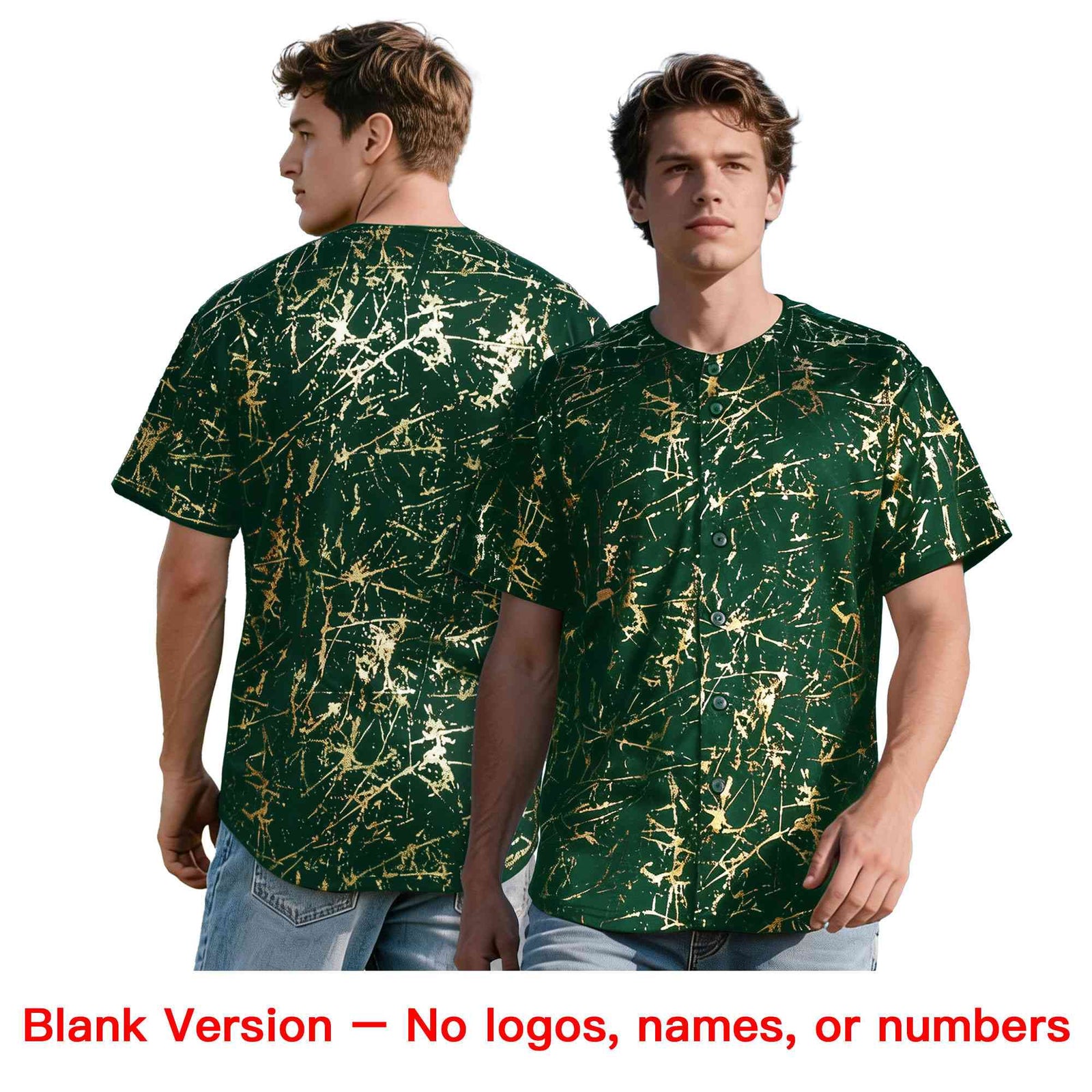 Custom Green White Black&Shiny Gold Cracked Foil Breathable Mesh Streetwear Baseball Jersey| KXKSHOP