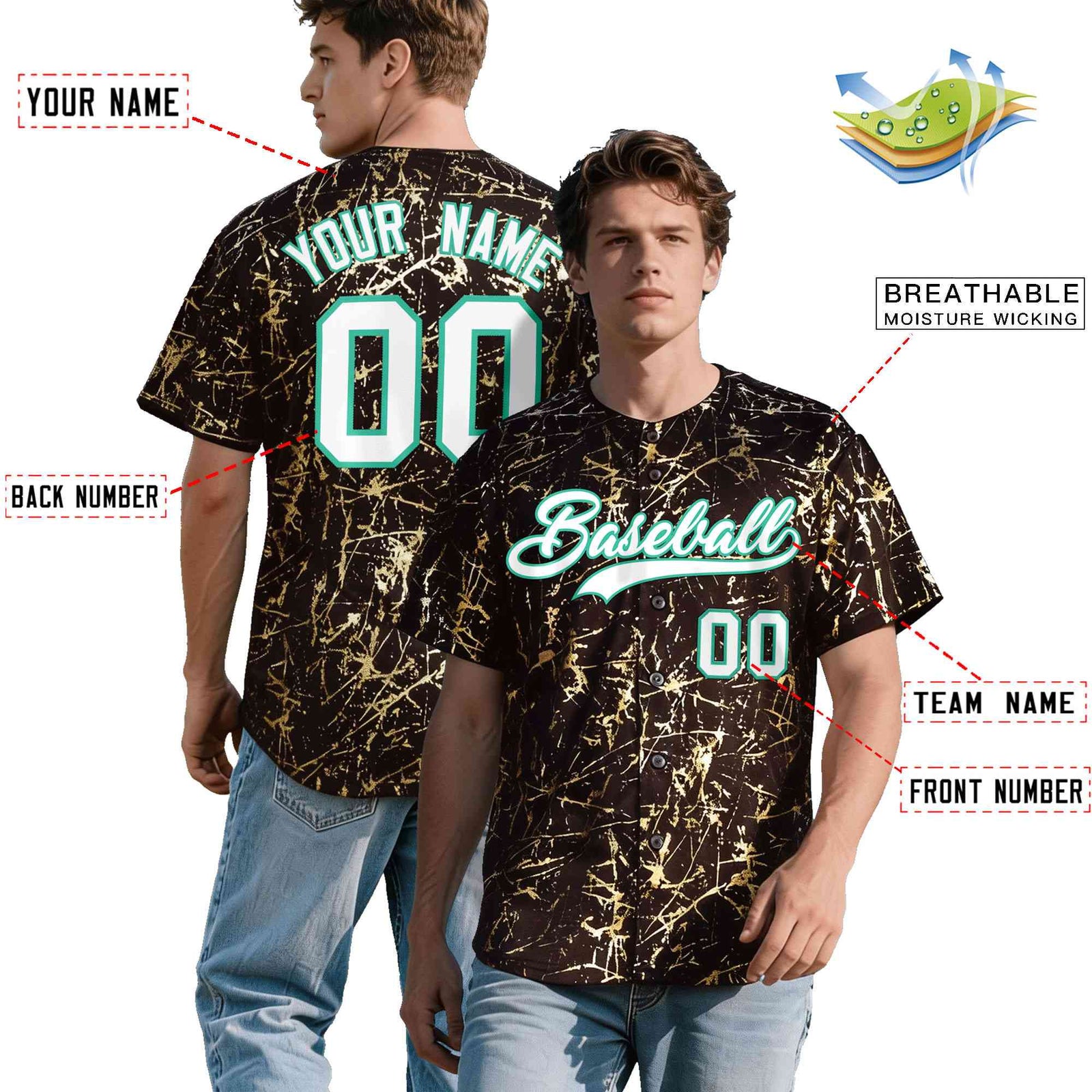 Custom Crimson White Black&Shiny Gold Cracked Foil Breathable Mesh Streetwear Baseball Jersey