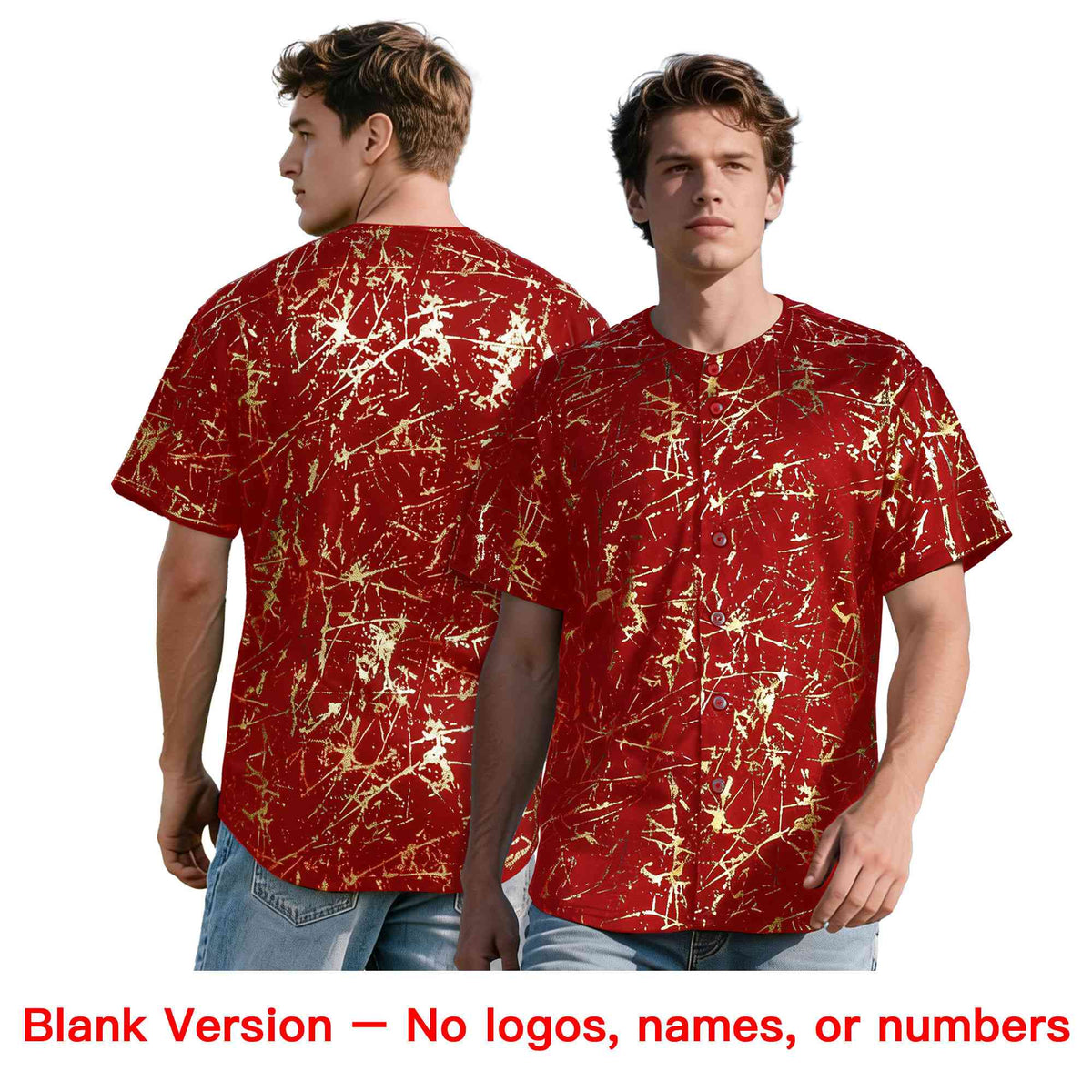 Custom Red Gold Black&amp;Shiny Gold Cracked Foil Breathable Mesh Streetwear Baseball Jersey