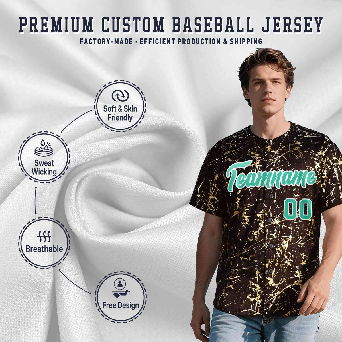 Custom Crimson Bright Green Metallic Gold Splatter Urban Streetwear Baseball Jersey