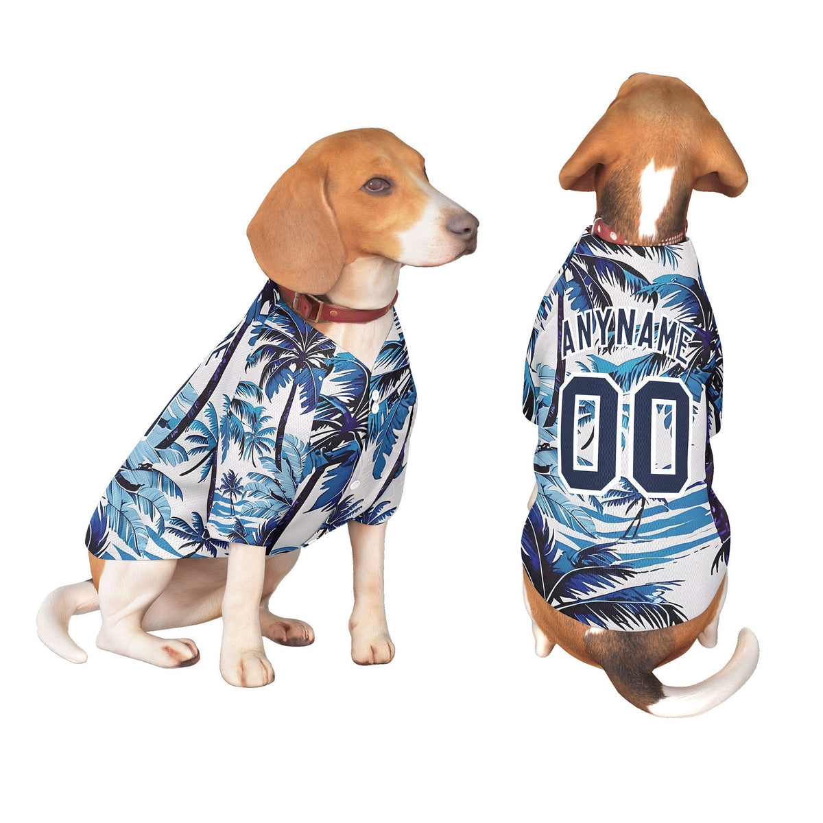 Custom Navy White Hawaiian Style Graffiti Pattern Dog Jersey| KXKSHOP