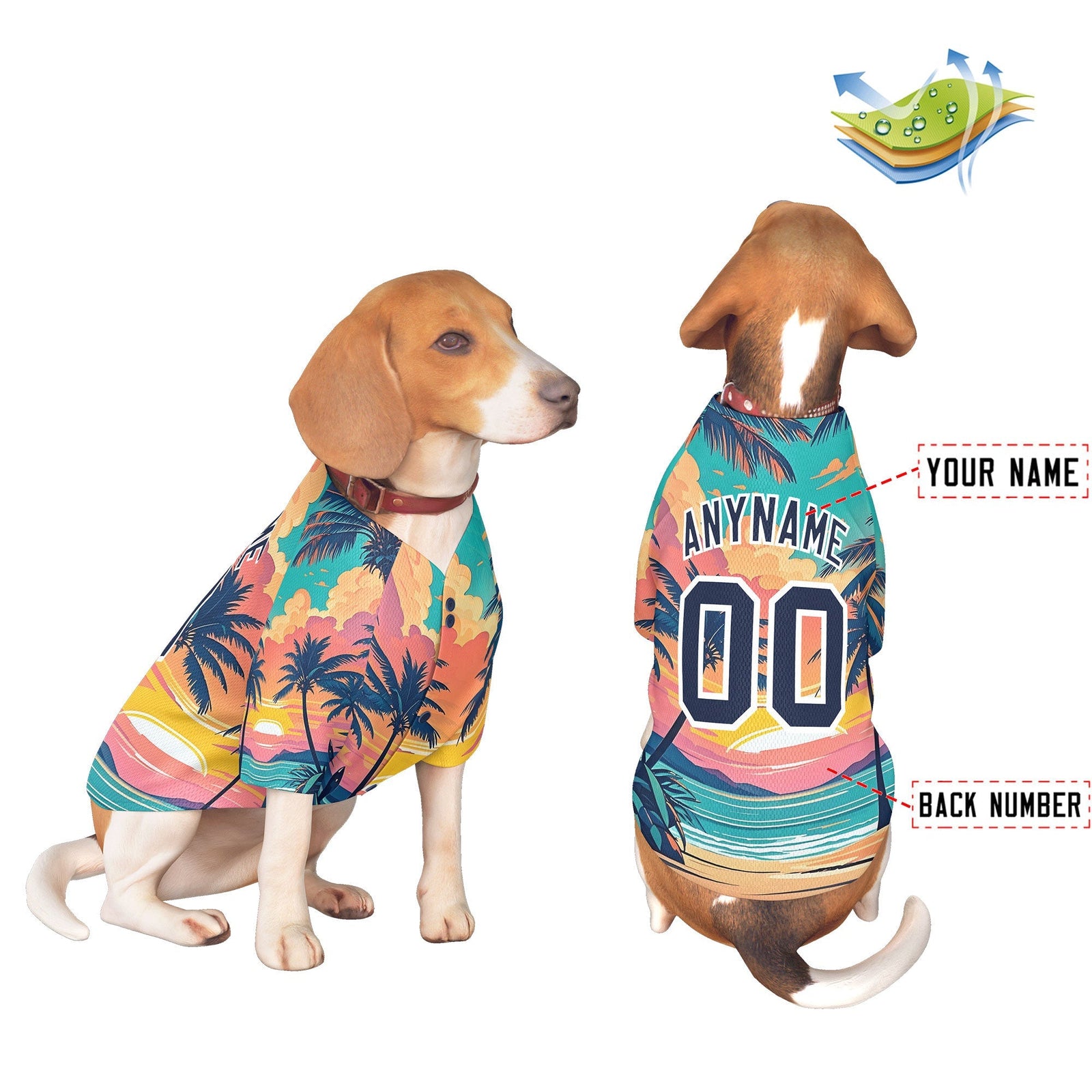 Custom Navy White Hawaiian Style Graffiti Pattern Dog Jersey| KXKSHOP