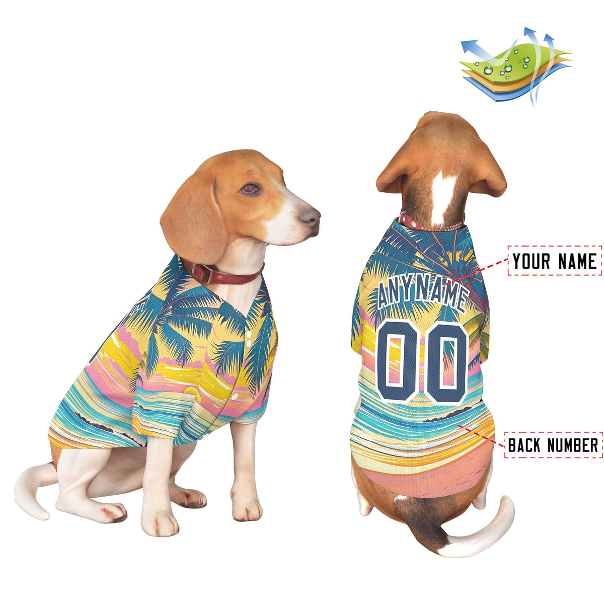 Custom Midnight Blue White Hawaiian Style Graffiti Pattern Dog Jersey| KXKSHOP