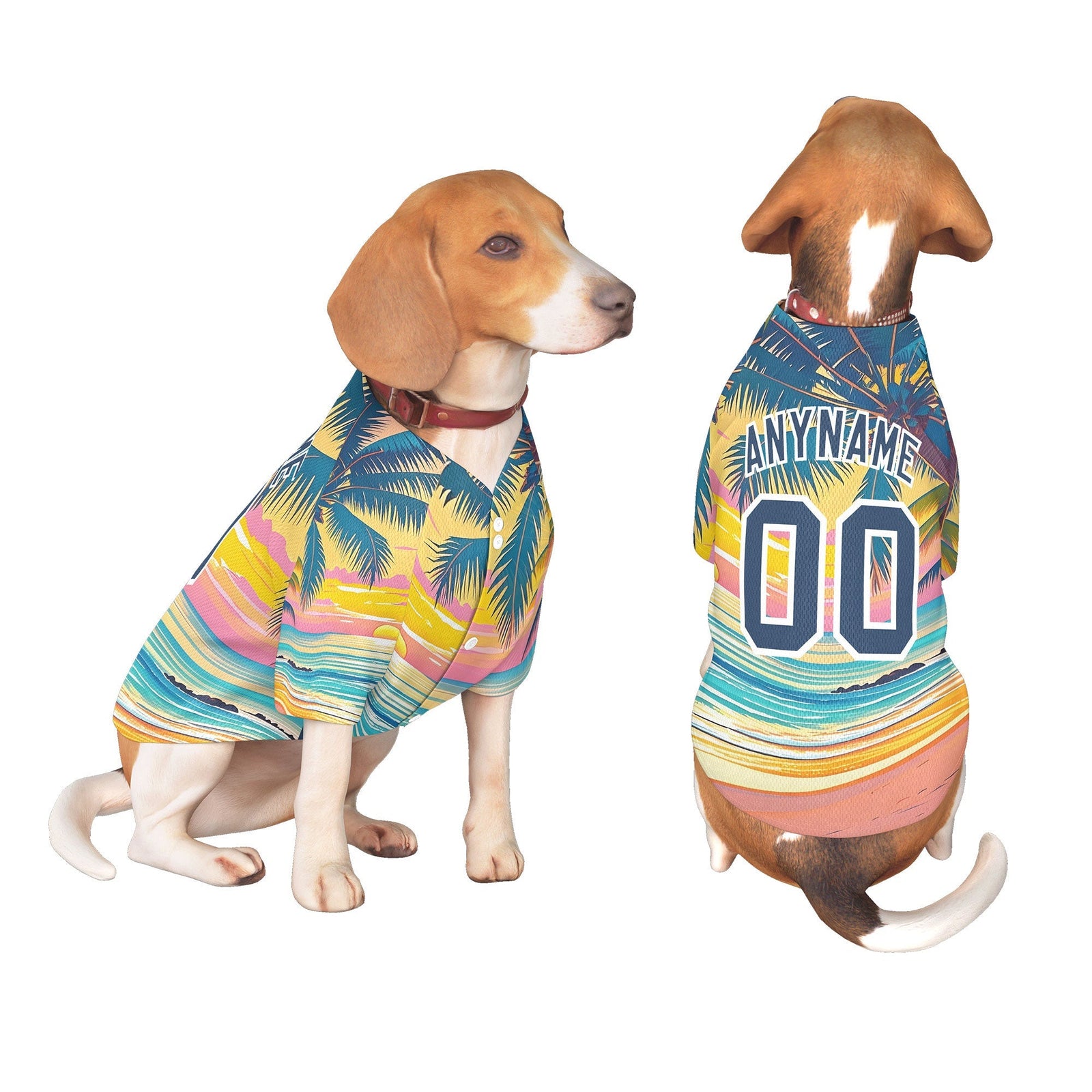 Custom Midnight Blue White Hawaiian Style Graffiti Pattern Dog Jersey| KXKSHOP