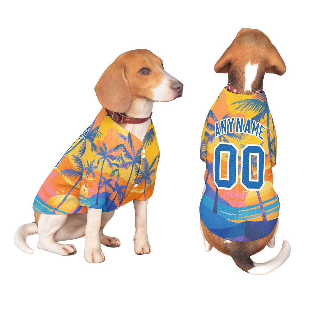 Custom Royal White Hawaiian Style Graffiti Pattern Dog Jersey| KXKSHOP