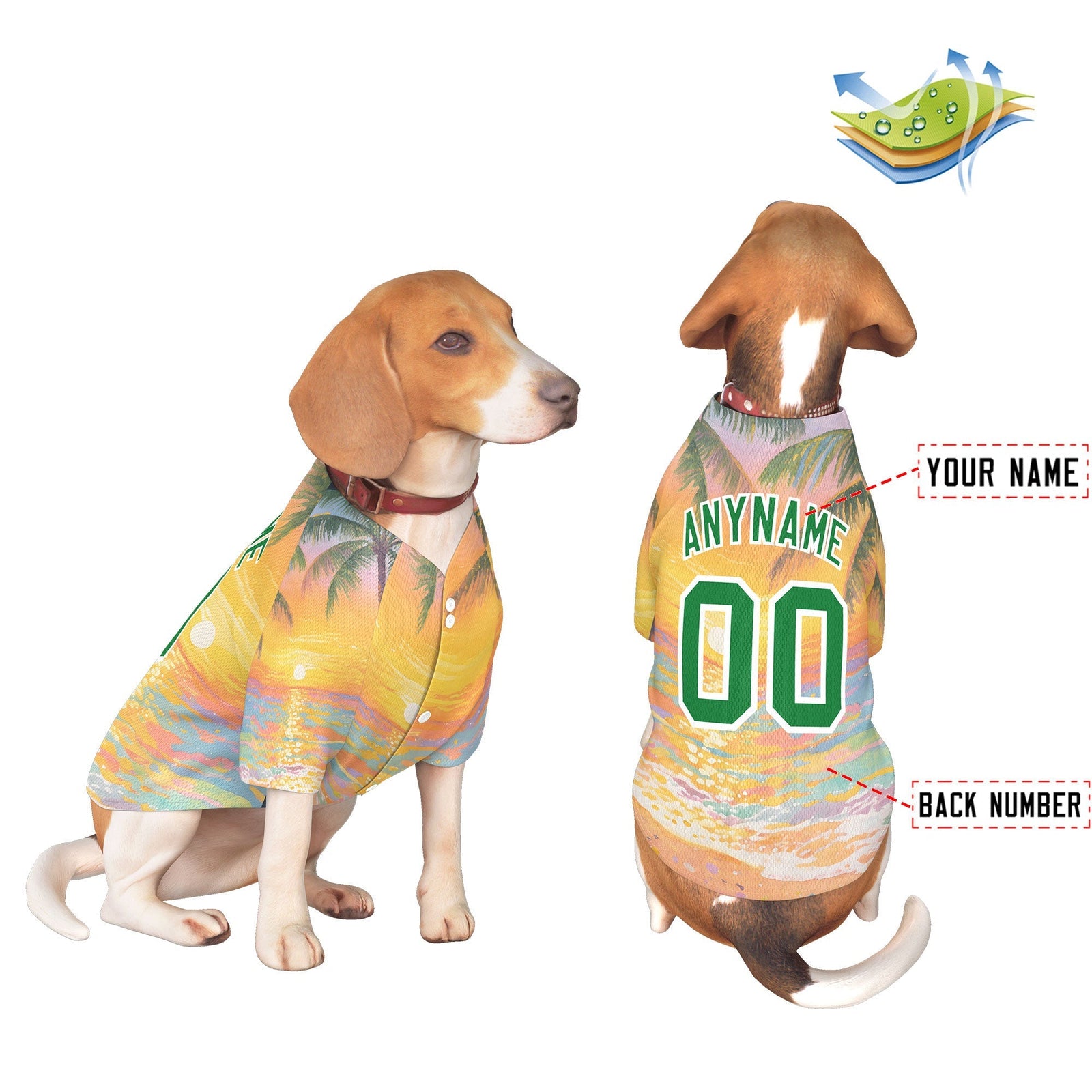 Custom Kelly Green White Hawaiian Style Graffiti Pattern Dog Jersey| KXKSHOP