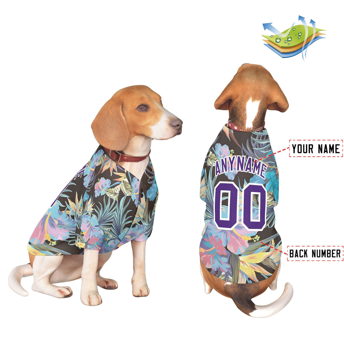Custom Purple White Hawaiian Style Graffiti Pattern Dog Jersey| KXKSHOP