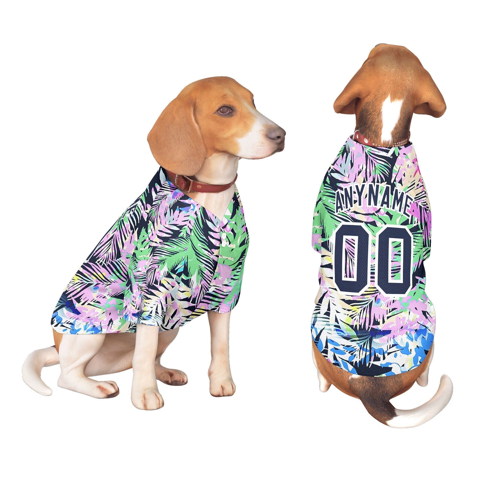 Custom Navy White Hawaiian Style Graffiti Pattern Dog Jersey| KXKSHOP