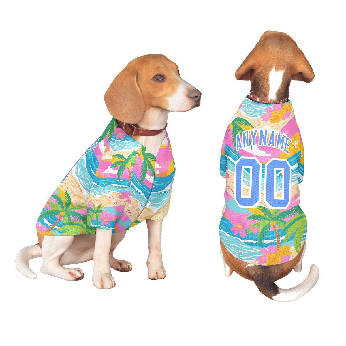 Custom Light Blue White Hawaiian Style Graffiti Pattern Dog Jersey| KXKSHOP