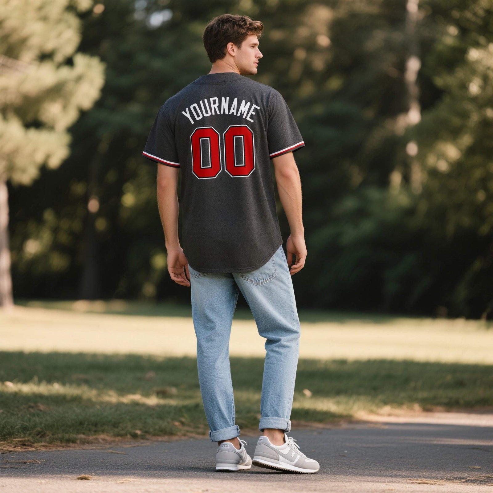 Custom Black Personalized Denim Baseball Jersey For Men Women Boy