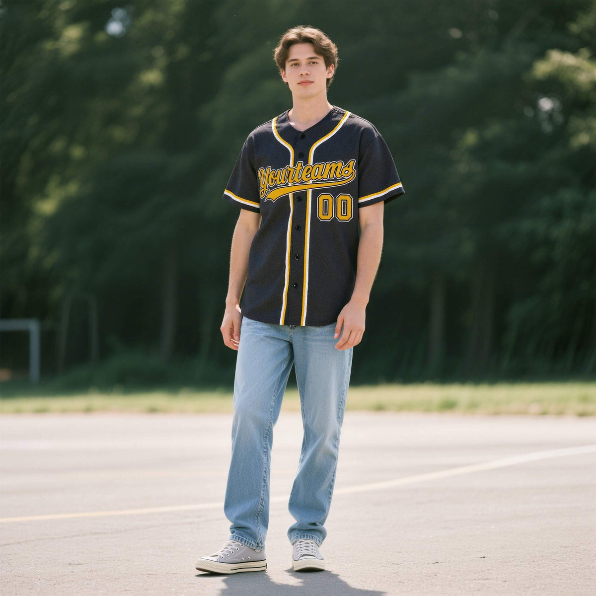 Custom Black Personalized Denim Baseball Jersey For Men Women Boy