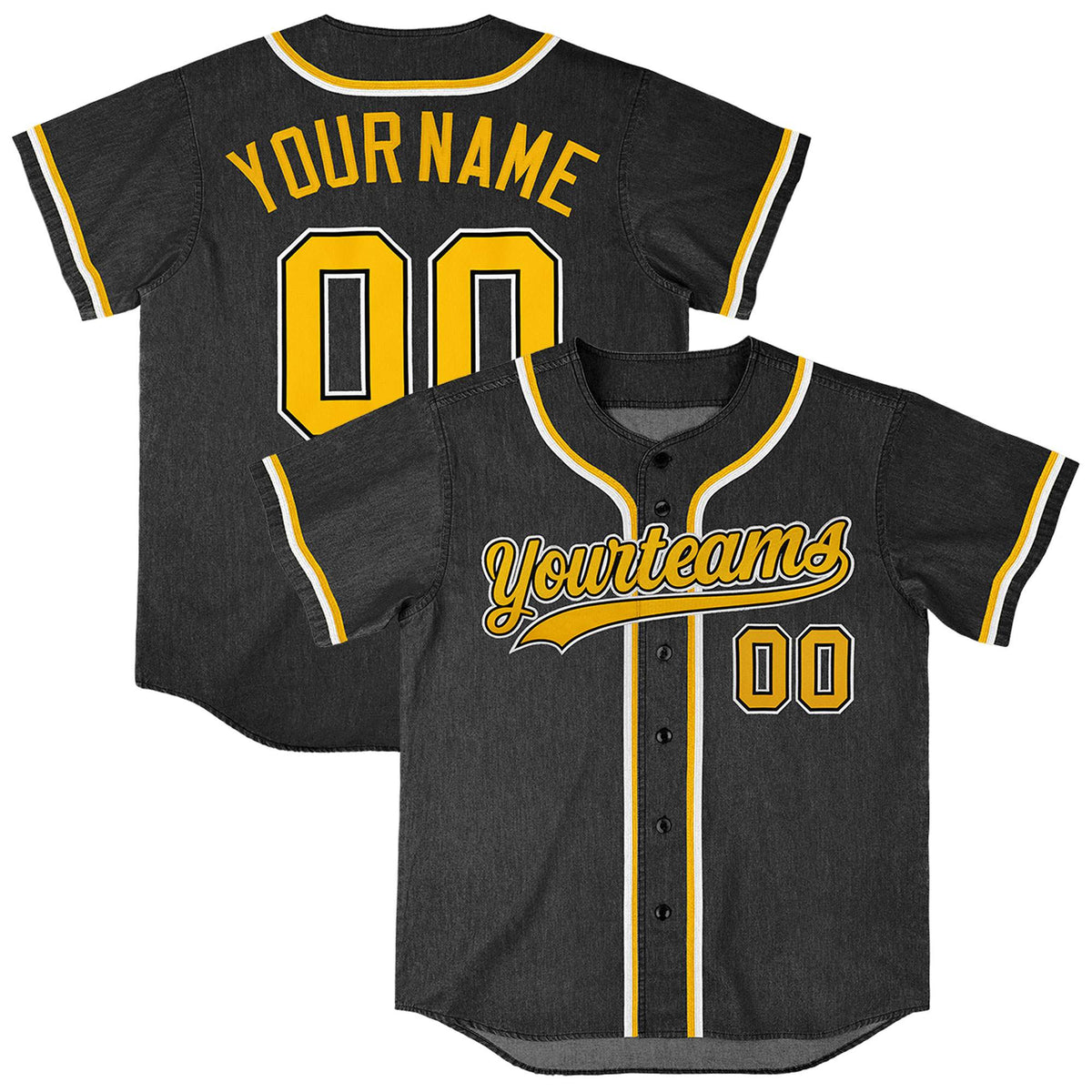Custom Black Personalized Denim Baseball Jersey For Men Women Boy