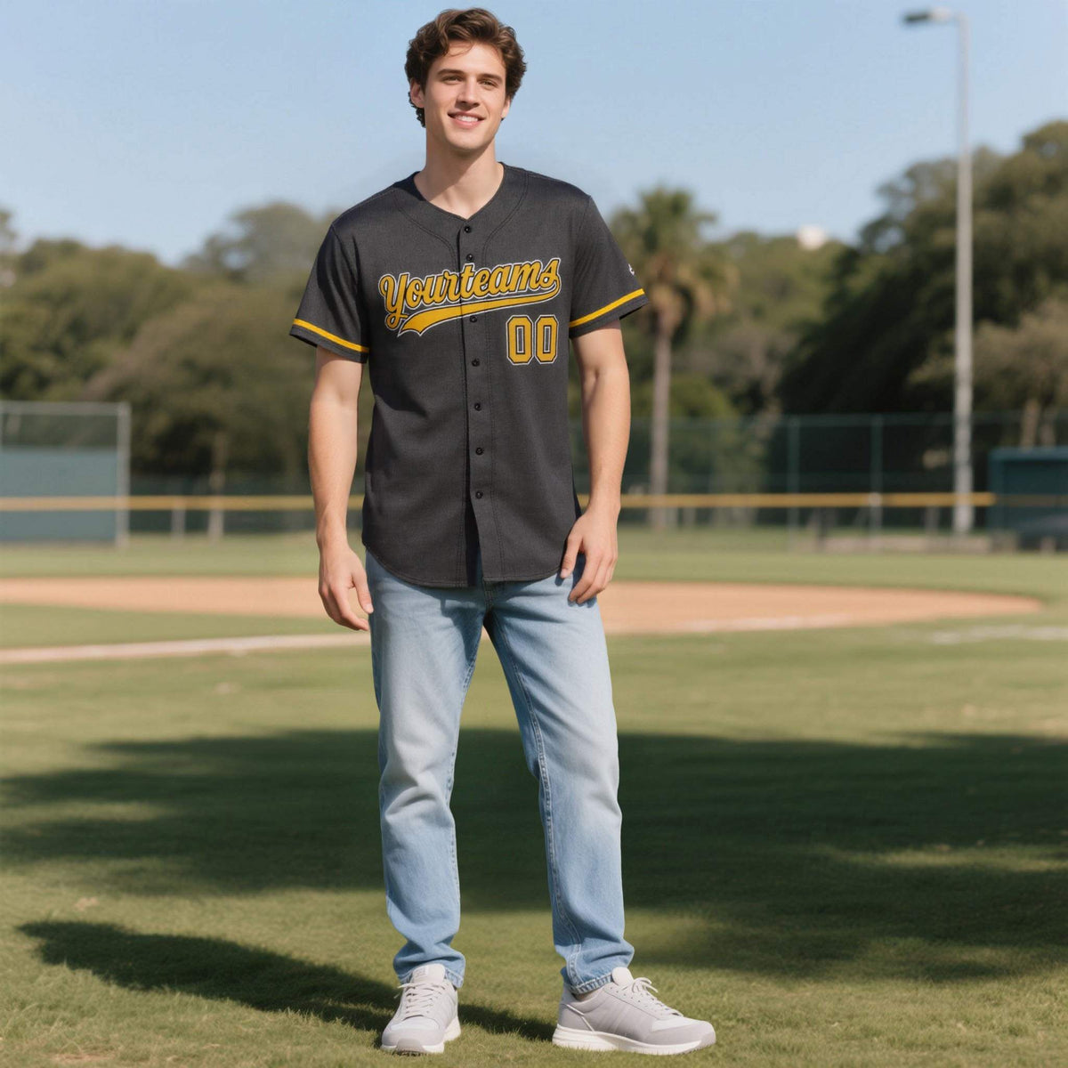 Custom Black Personalized Denim Baseball Jersey For Men Women Boy