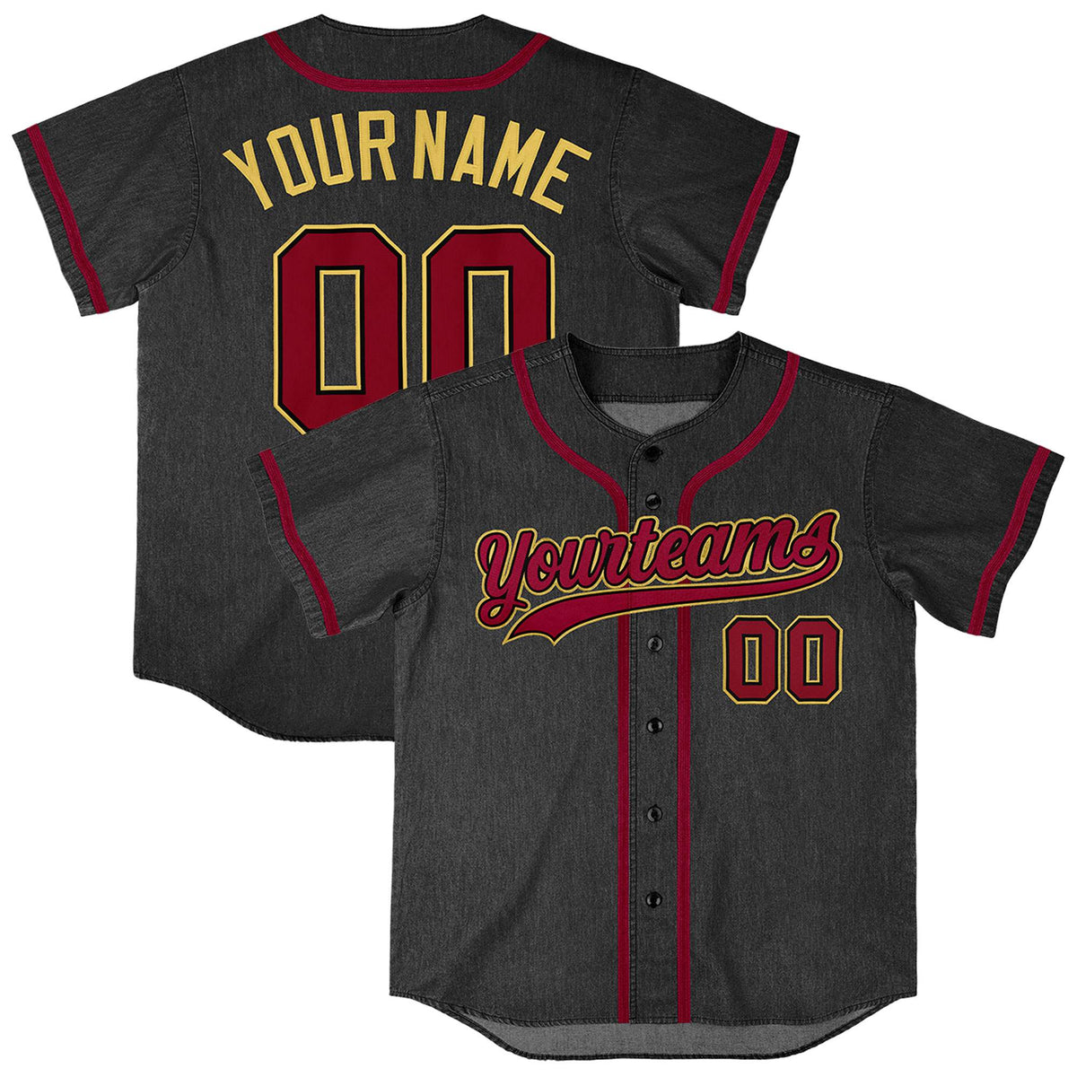 Custom Black Personalized Denim Baseball Jersey For Men Women Boy