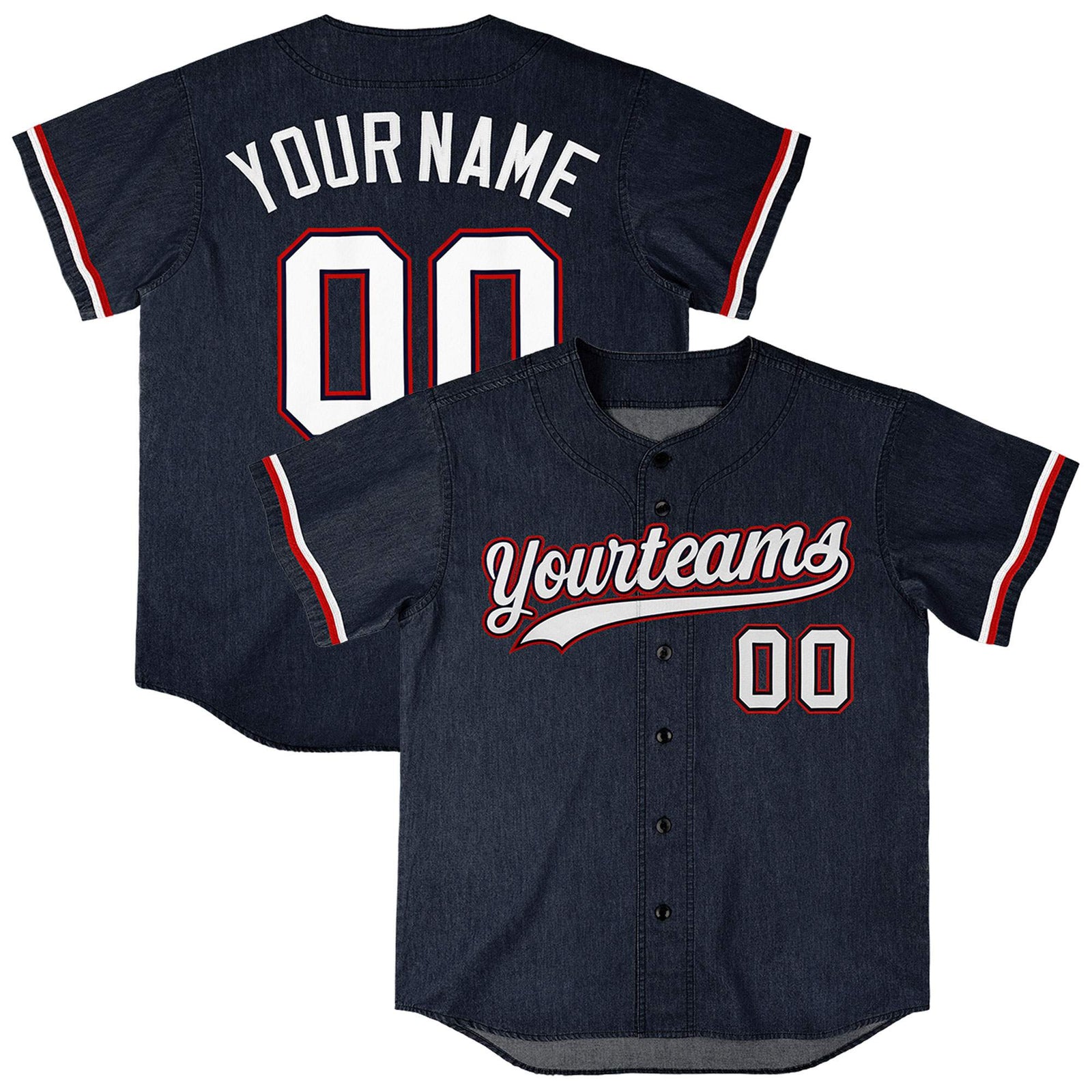 Custom Navy Personalized Denim Baseball Jersey For Men Women Boy