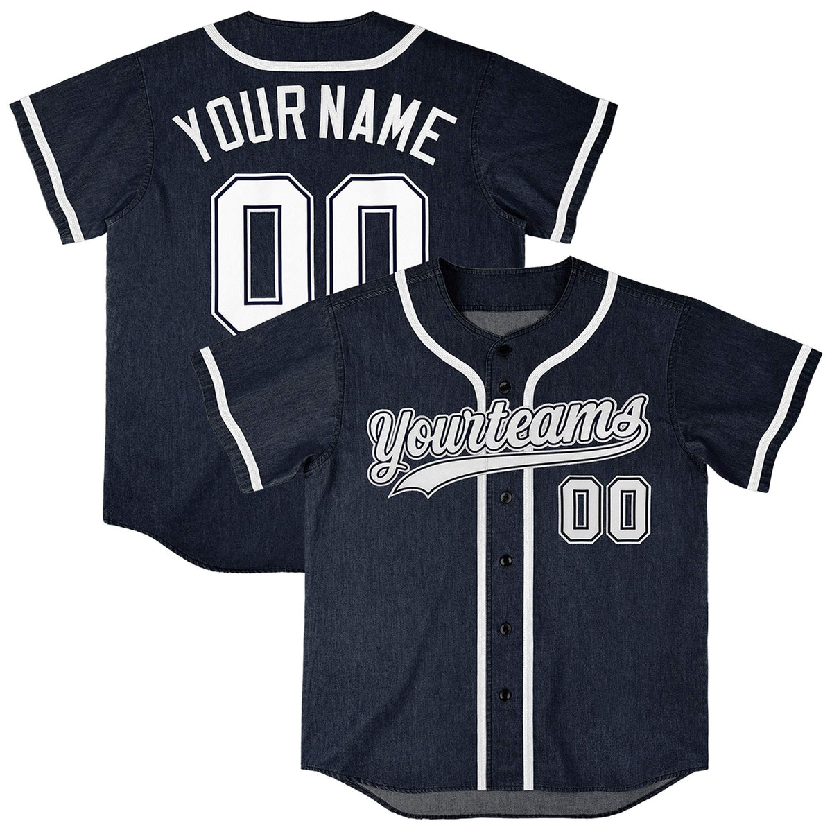 Custom Navy Personalized Denim Baseball Jersey For Men Women Boy