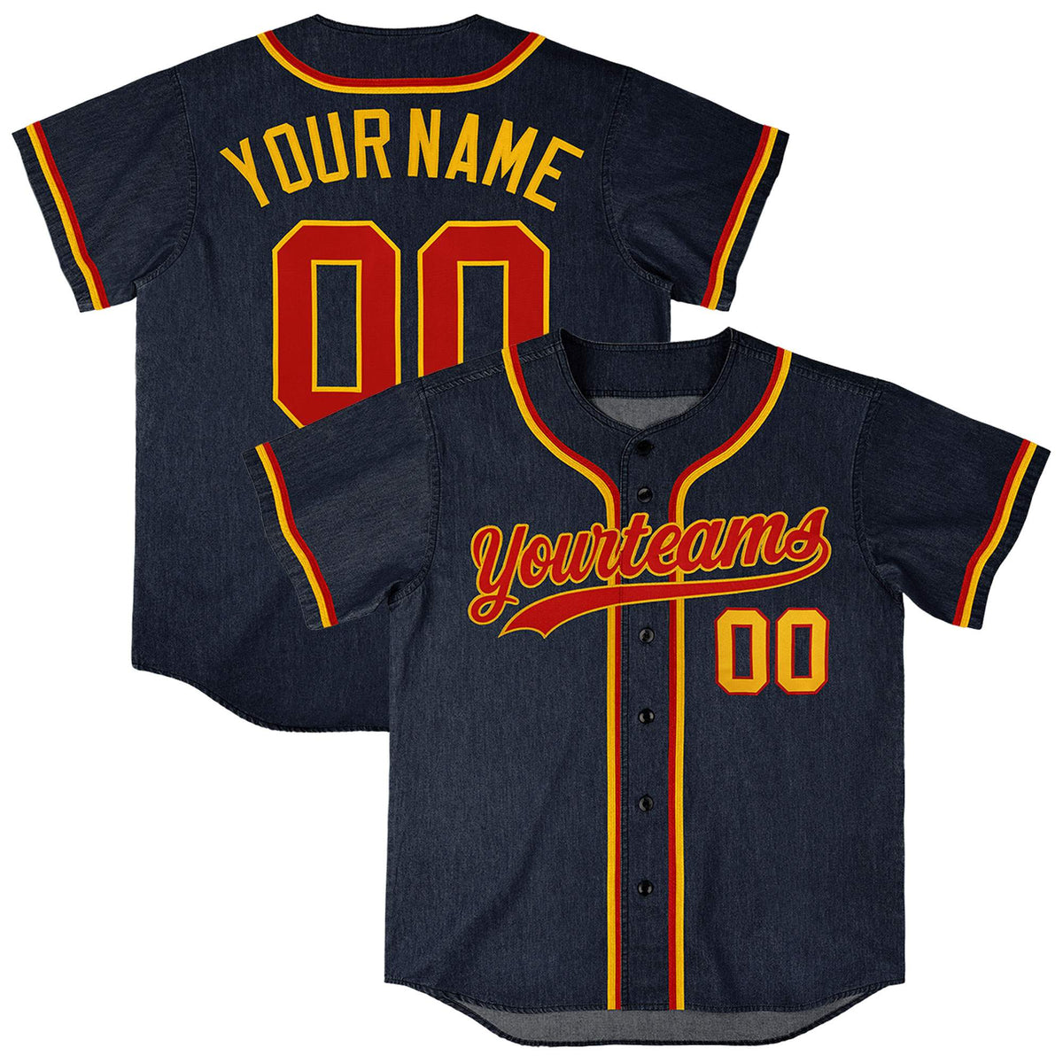 Custom Navy Personalized Denim Baseball Jersey For Men Women Boy
