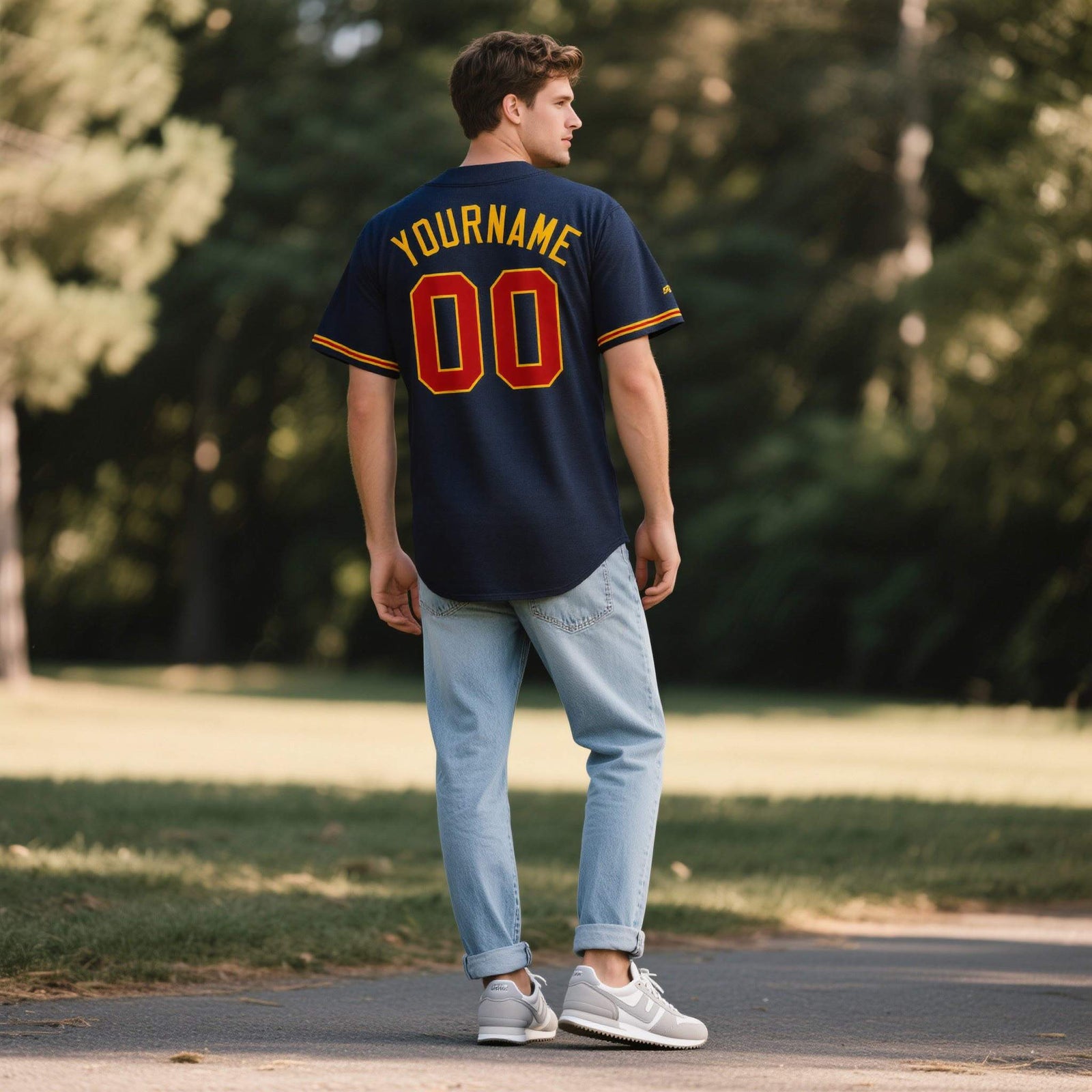 Custom Navy Personalized Denim Baseball Jersey For Men Women Boy
