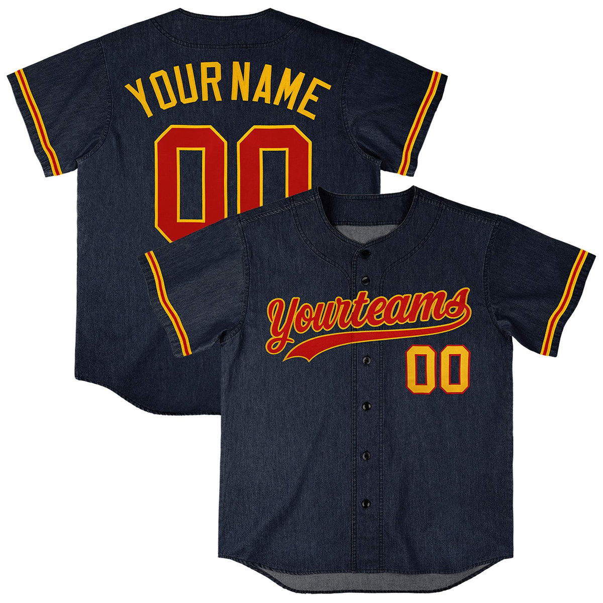 Custom Navy Personalized Denim Baseball Jersey For Men Women Boy