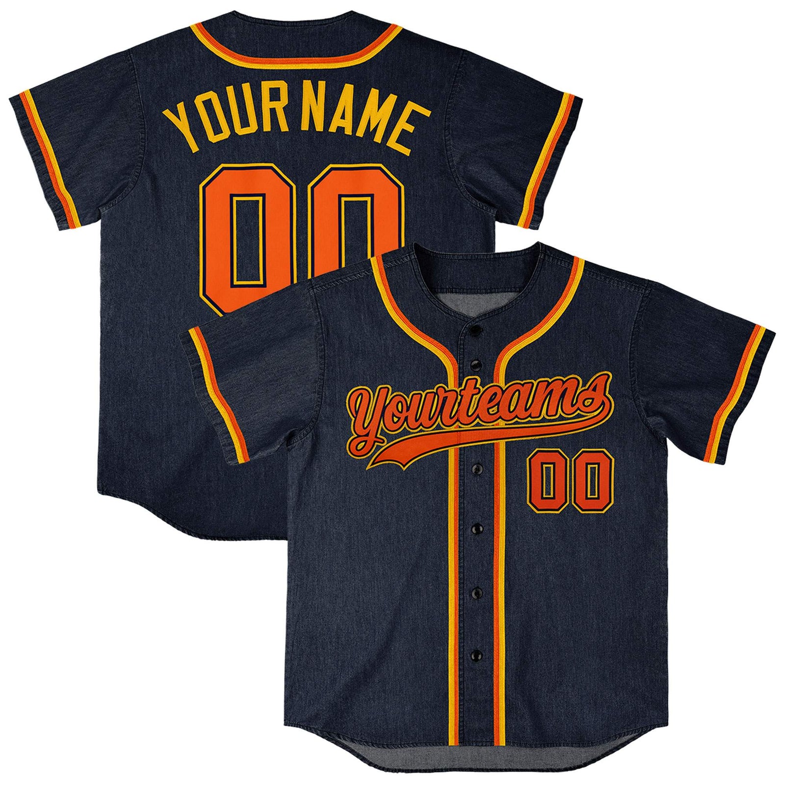 Custom Navy Personalized Denim Baseball Jersey For Men Women Boy