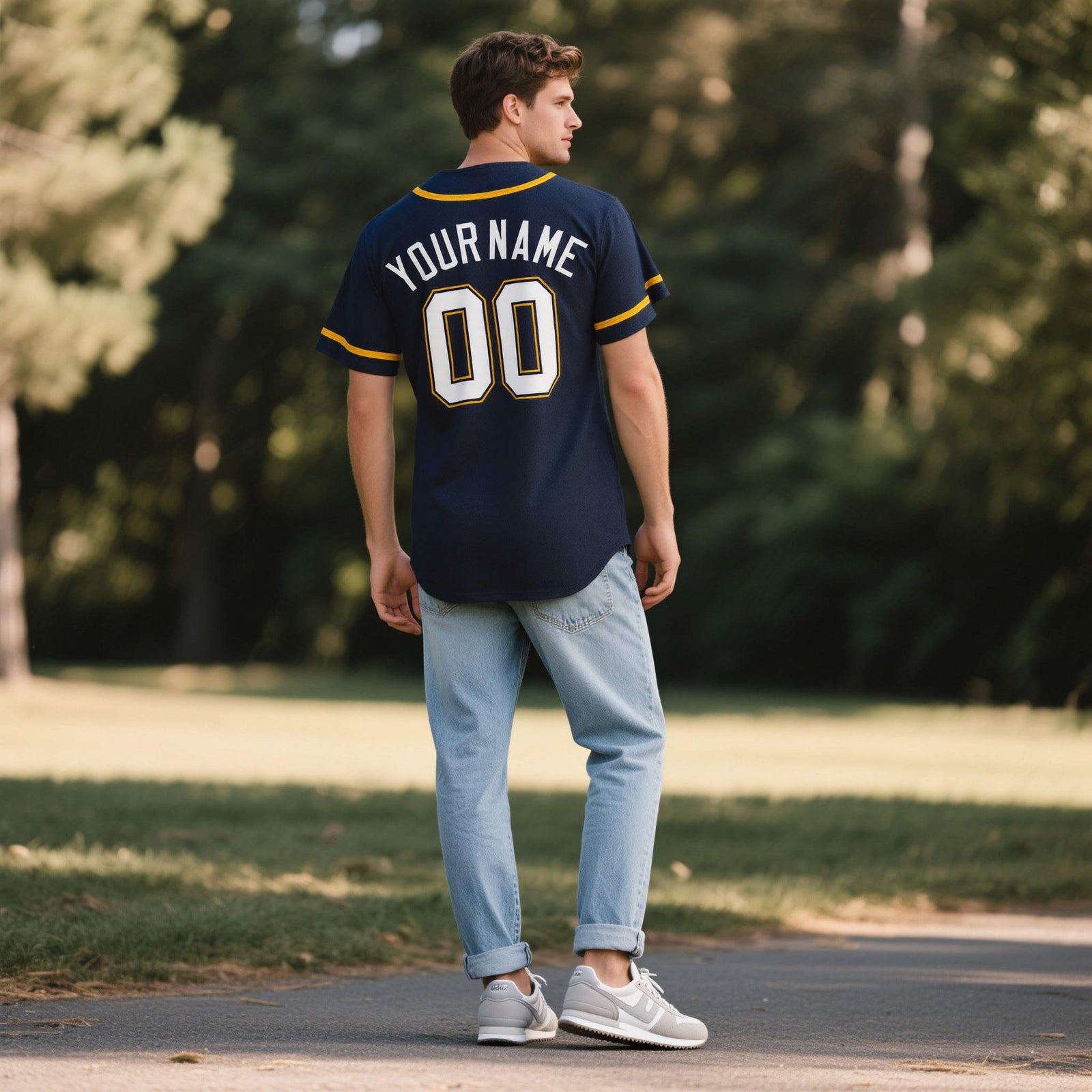 Custom Navy Personalized Denim Baseball Jersey For Men Women Boy
