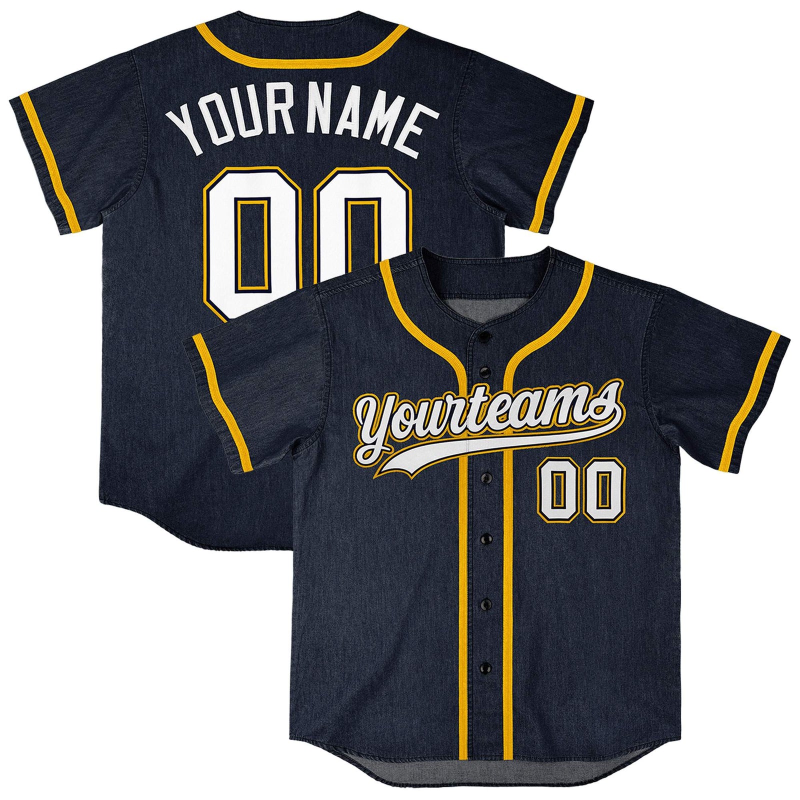 Custom Navy Personalized Denim Baseball Jersey For Men Women Boy