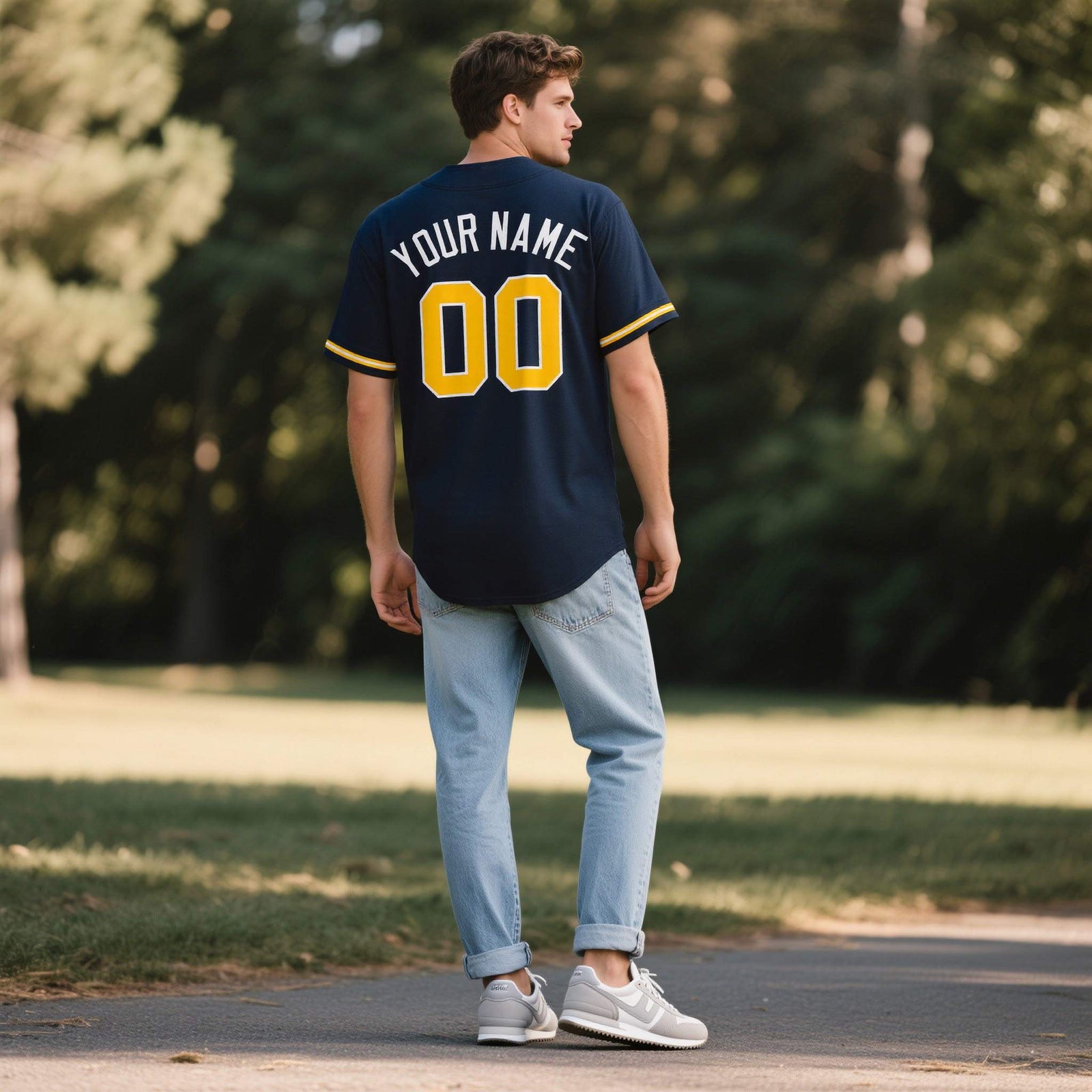 Custom Navy Personalized Denim Baseball Jersey For Men Women Boy