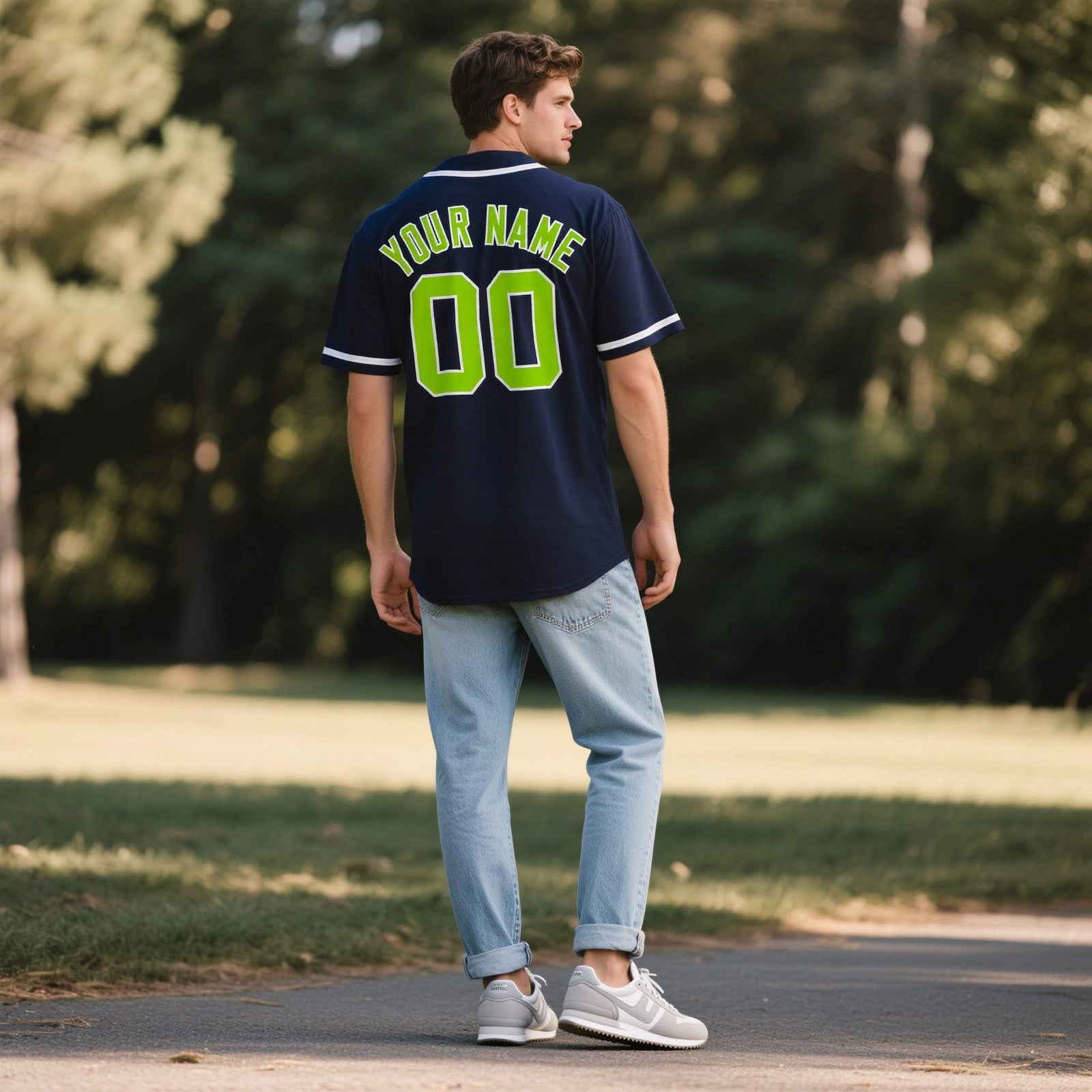 Custom Navy Personalized Denim Baseball Jersey For Men Women Boy