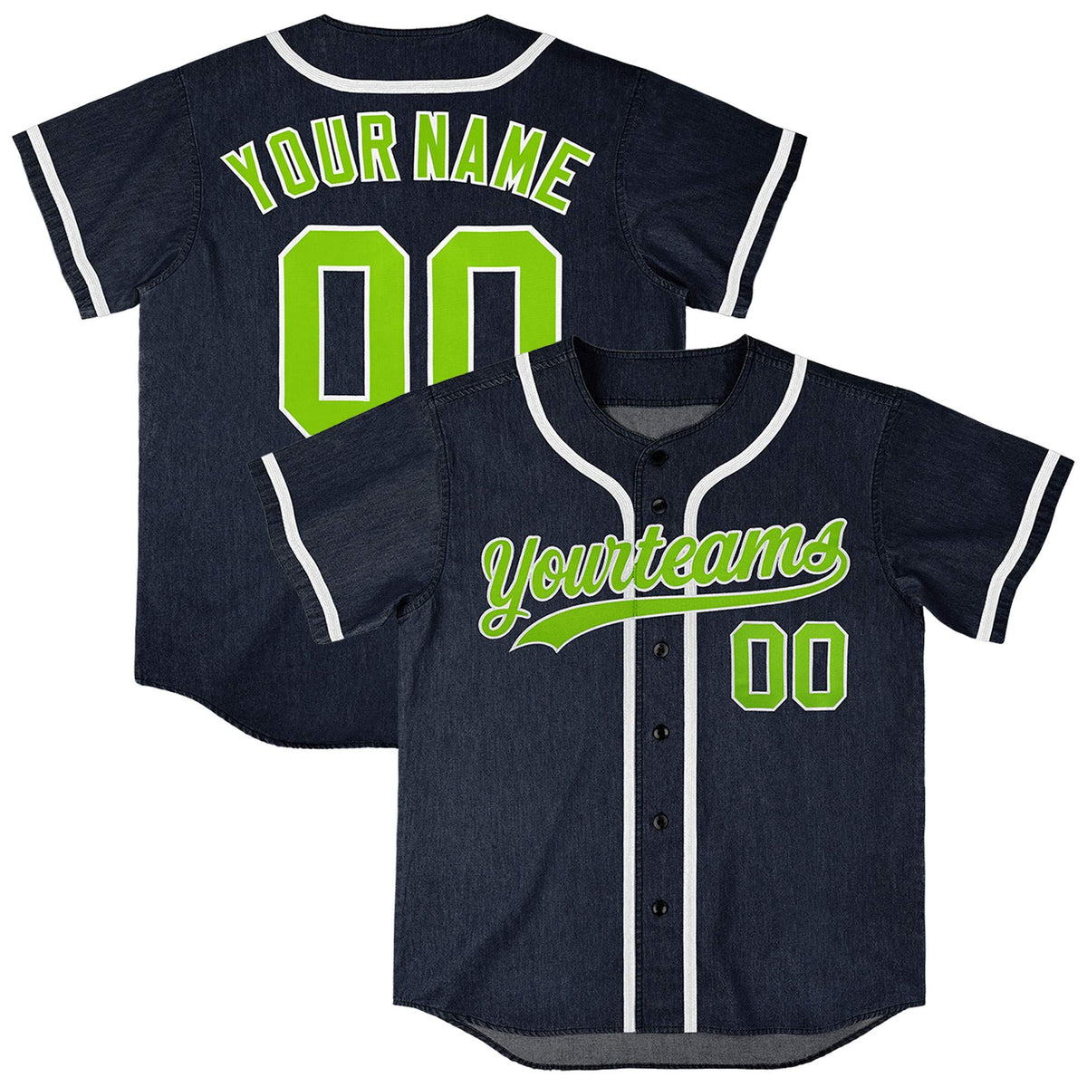 Custom Navy Personalized Denim Baseball Jersey For Men Women Boy