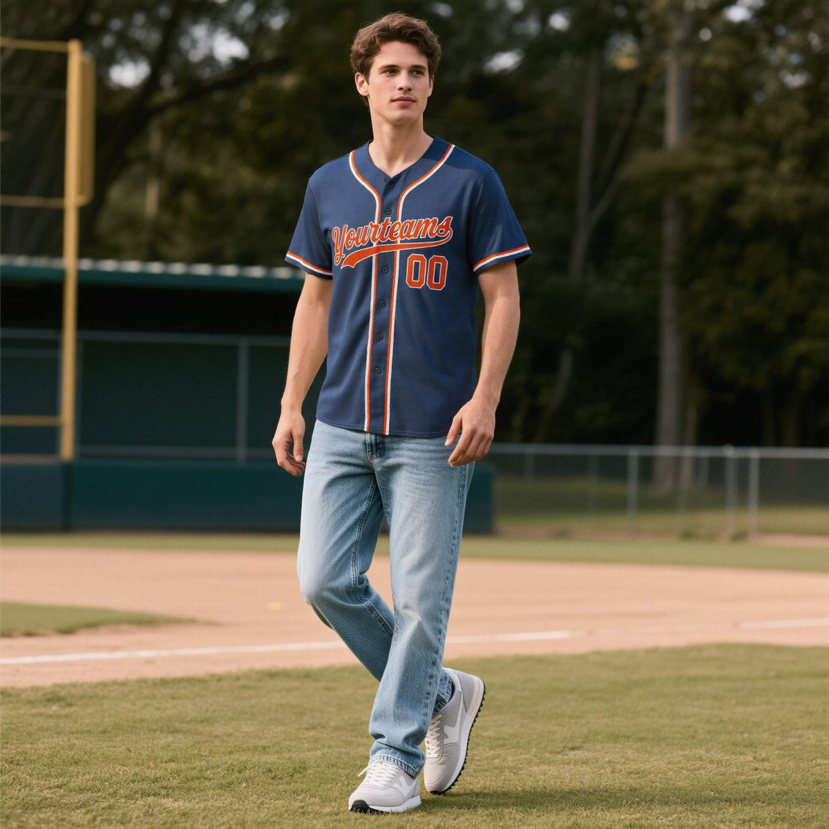 Custom Midnight Blue Personalized Denim Baseball Jersey For Men Women Boy