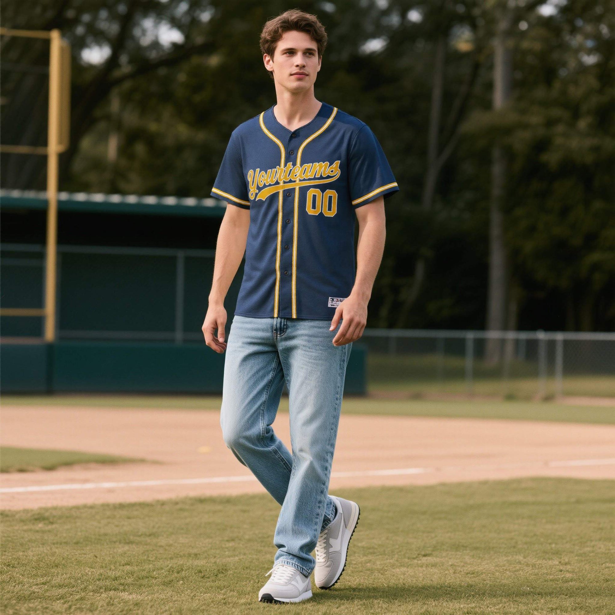Custom Midnight Blue Personalized Denim Baseball Jersey For Men Women Boy