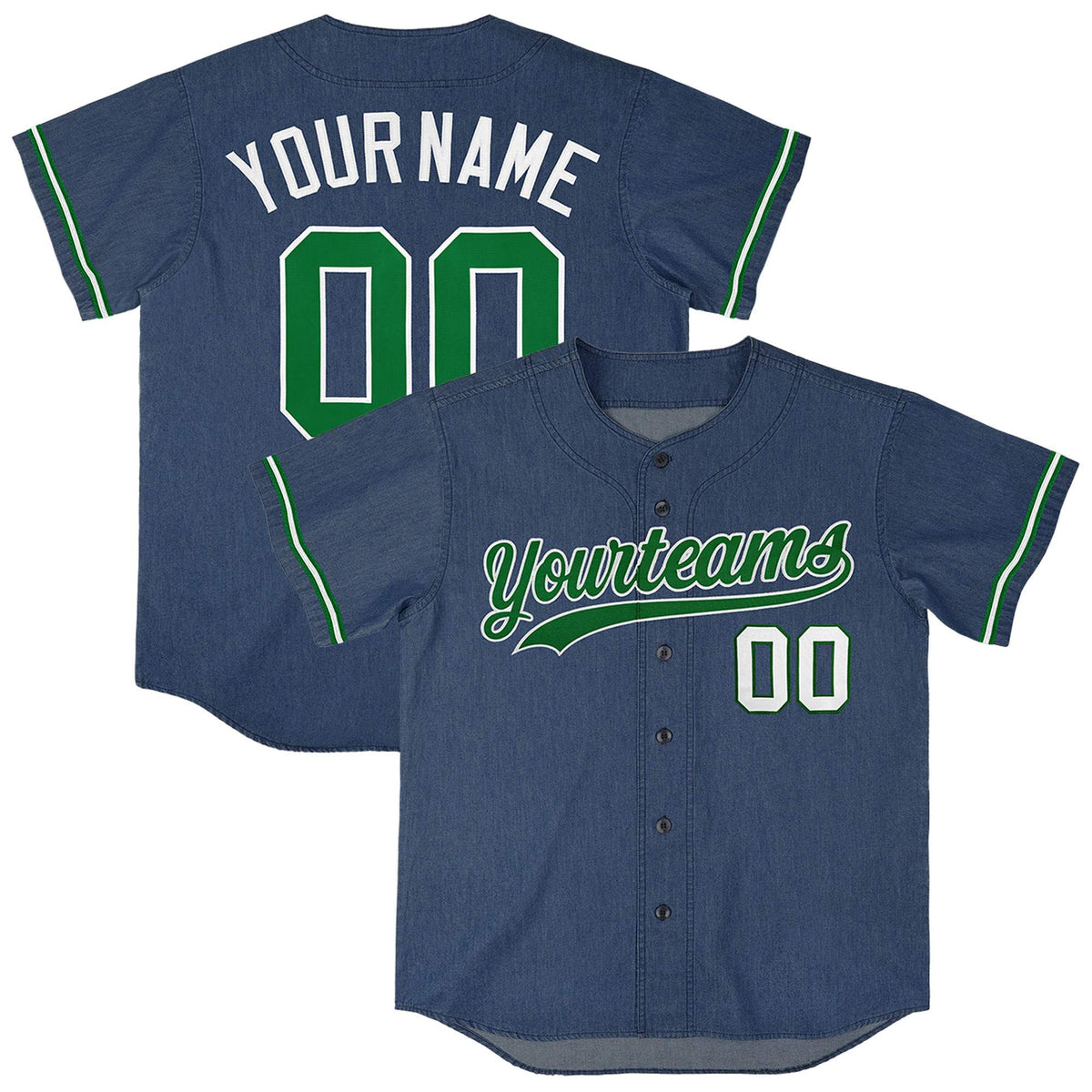 Custom Midnight Blue Personalized Denim Baseball Jersey For Men Women Boy