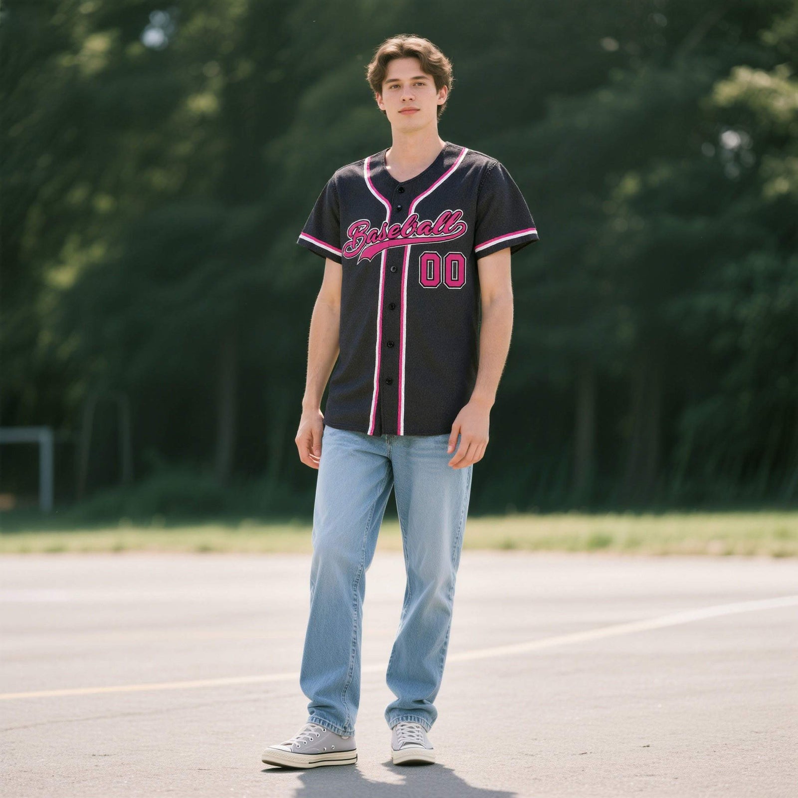 Custom Black Personalized Denim Baseball Jersey For Men Women Boy