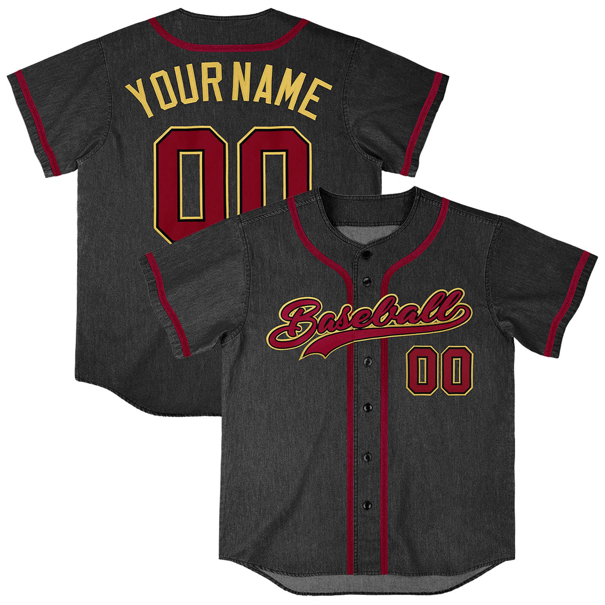 Custom Black Personalized Denim Baseball Jersey For Men Women Boy