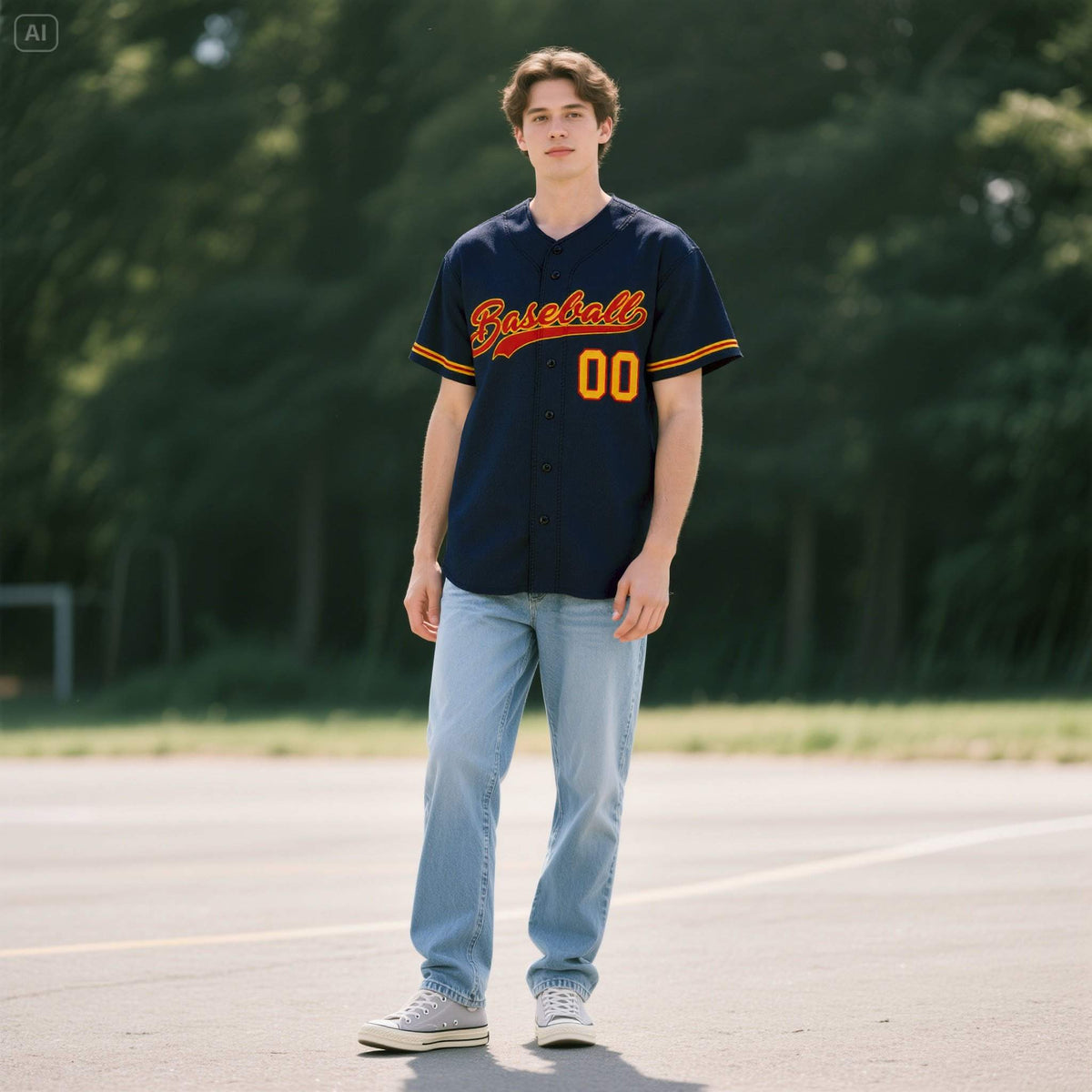 Custom Navy Personalized Denim Baseball Jersey For Men Women Boy