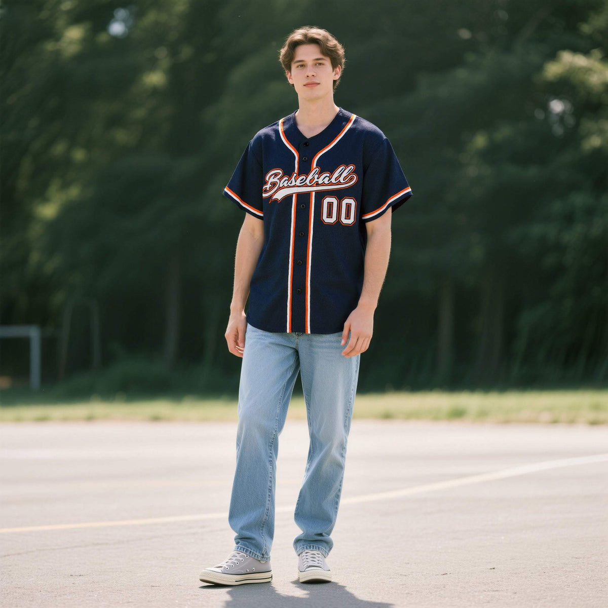 Custom Navy Personalized Denim Baseball Jersey For Men Women Boy