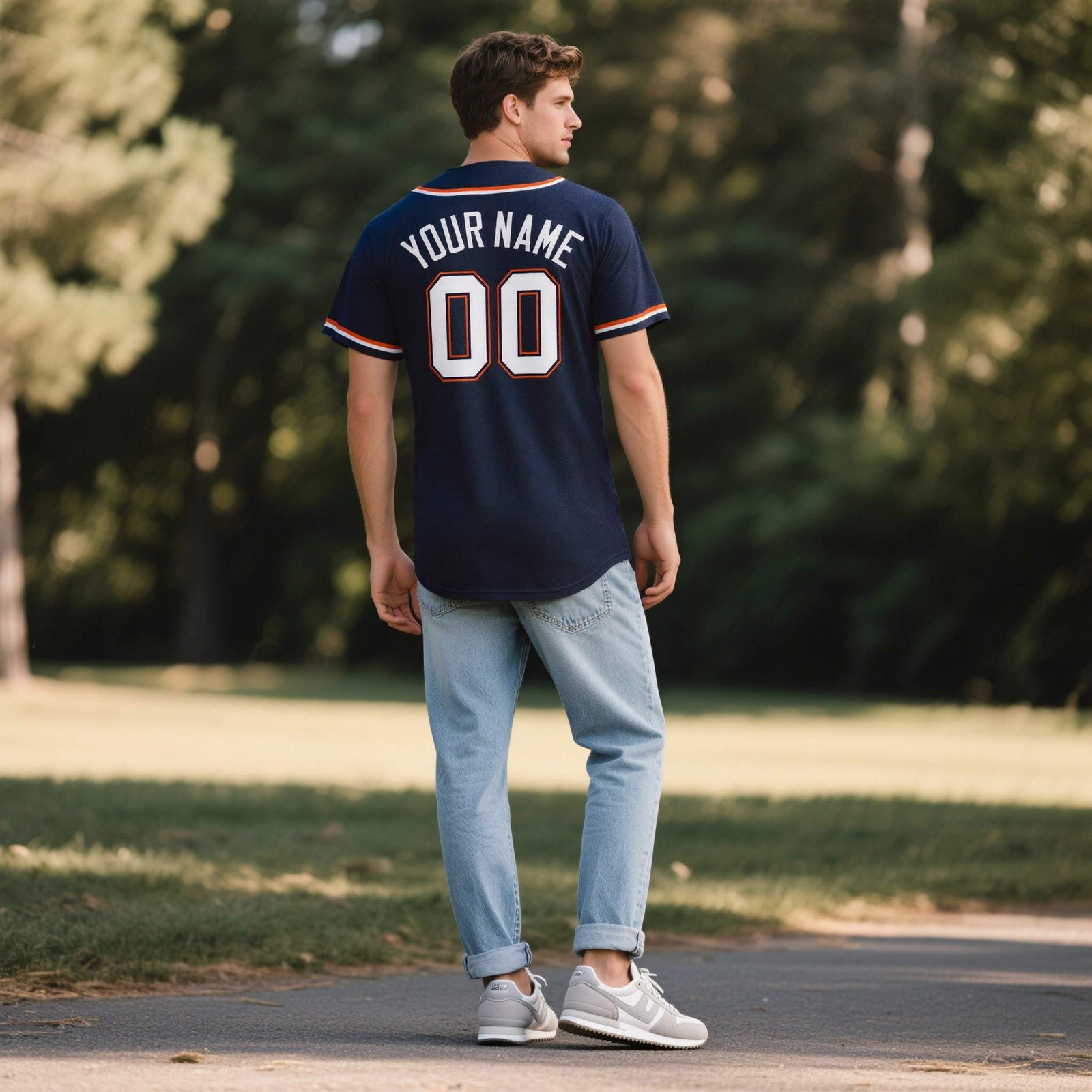 Custom Navy Personalized Denim Baseball Jersey For Men Women Boy