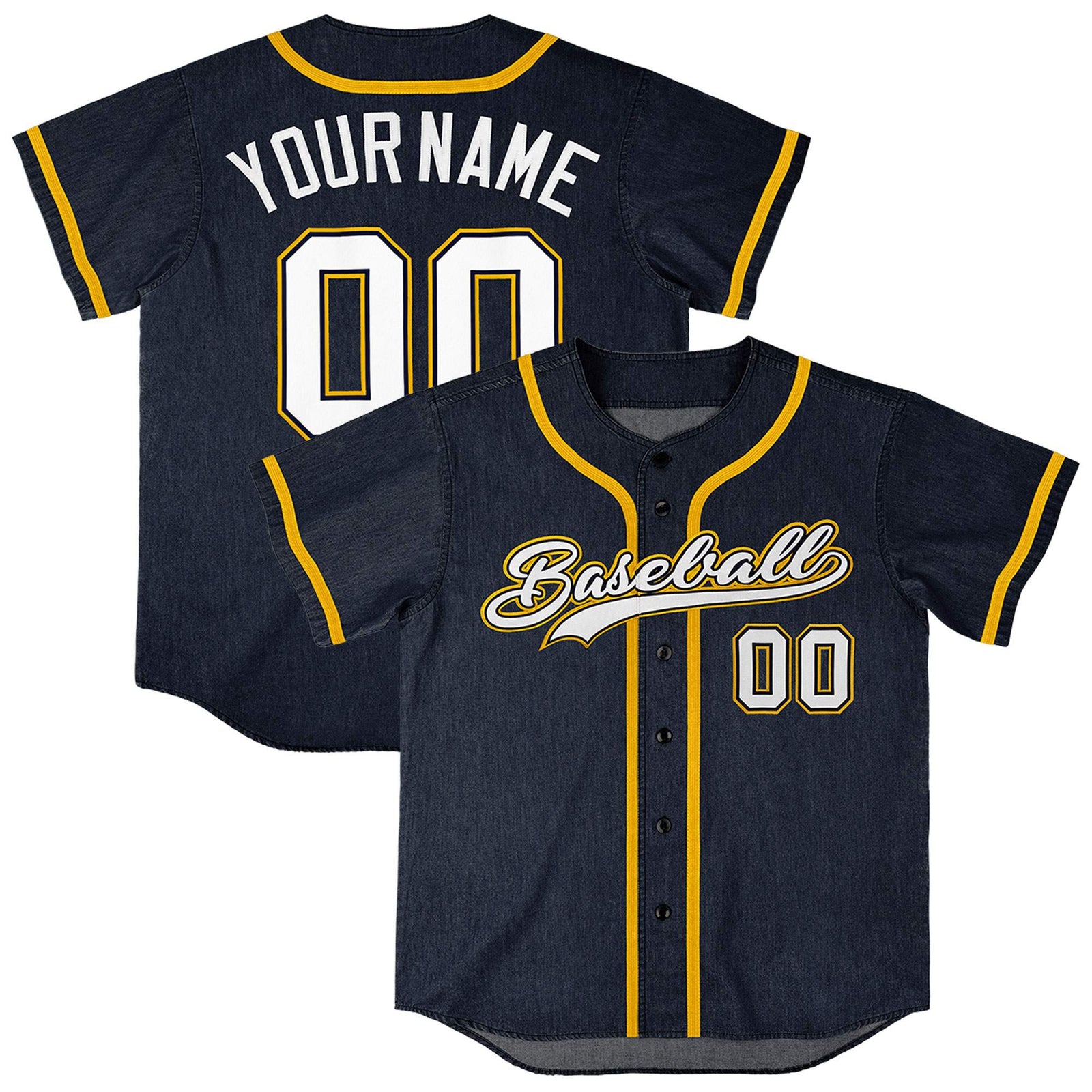 Custom Navy Personalized Denim Baseball Jersey For Men Women Boy