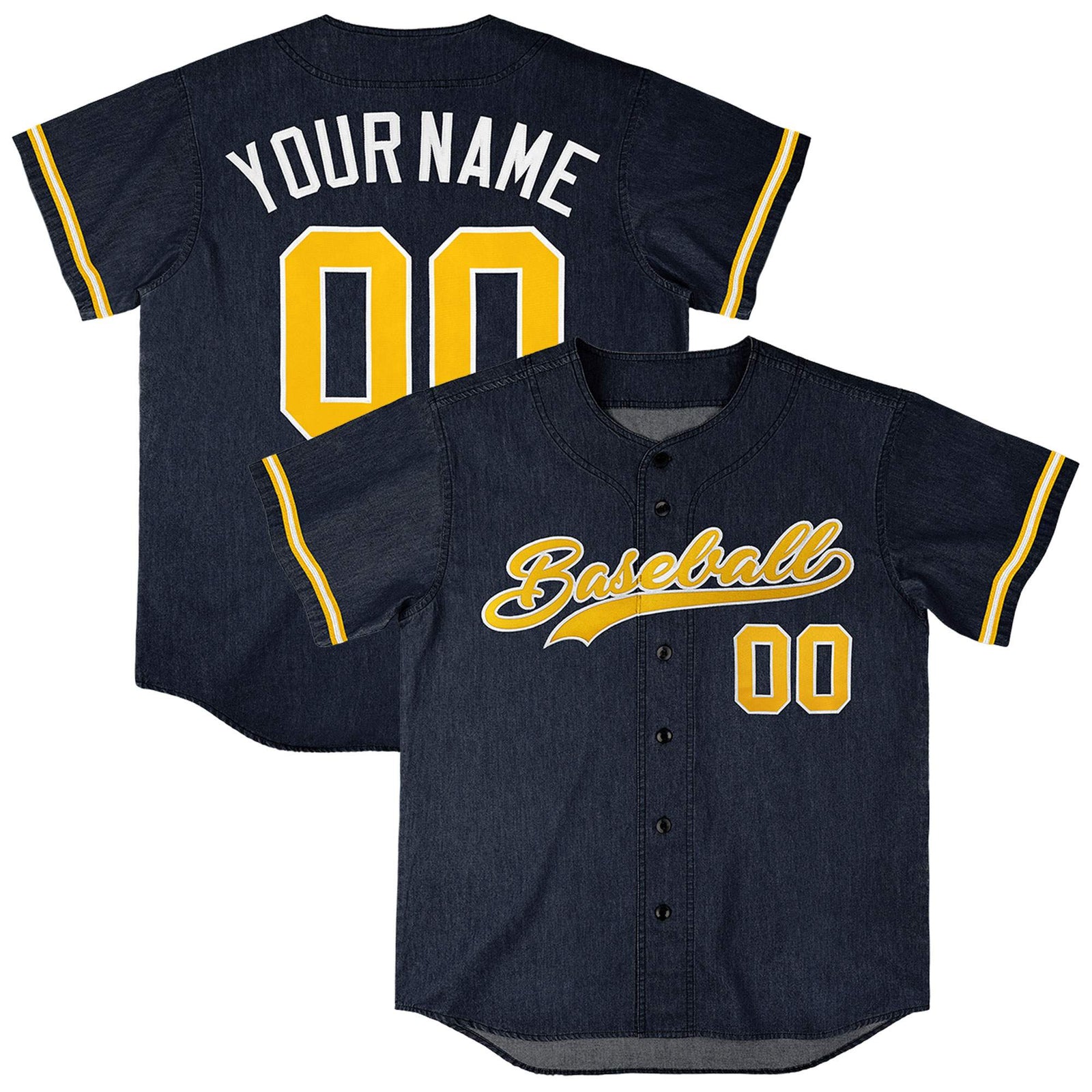 Custom Navy Personalized Denim Baseball Jersey For Men Women Boy