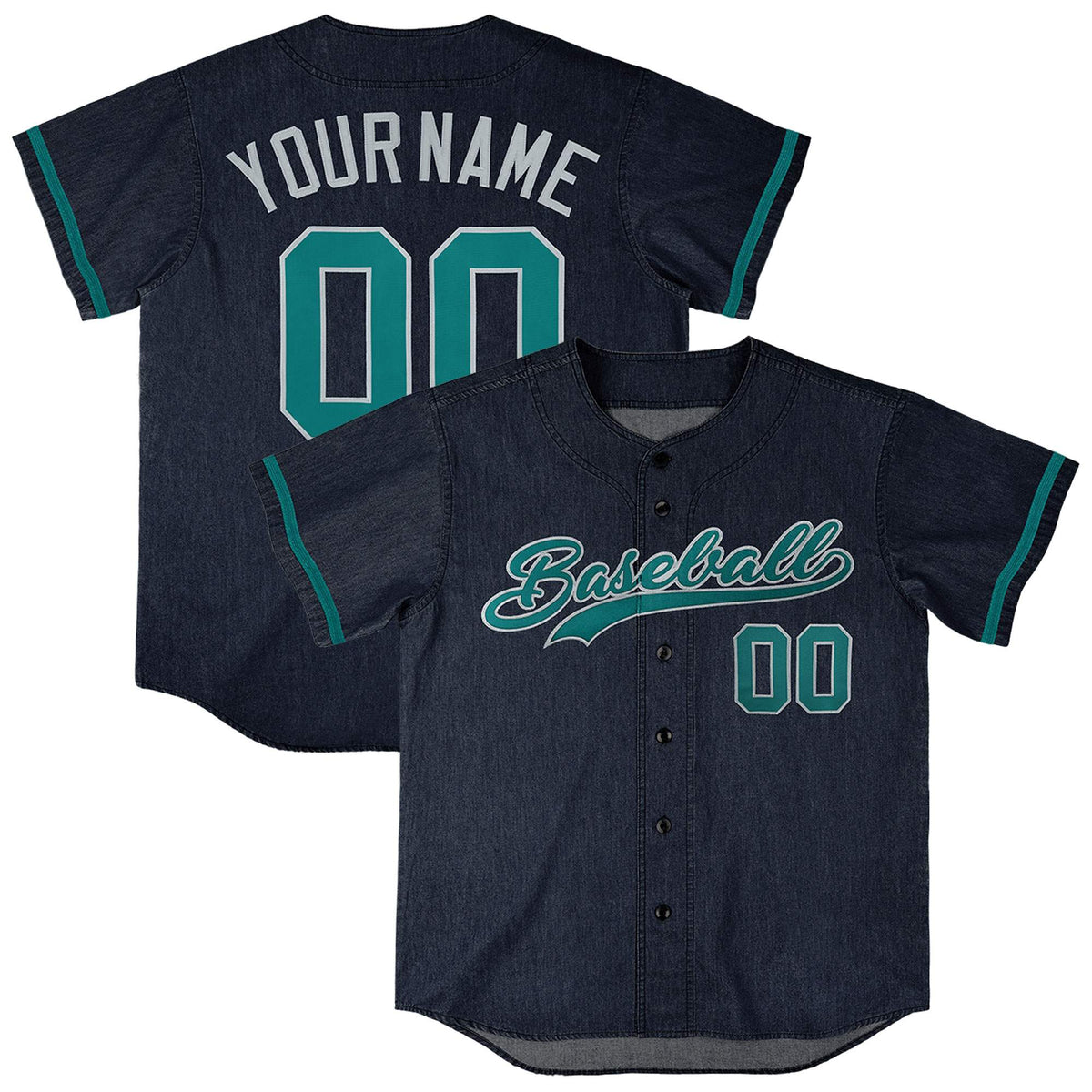 Custom Navy Personalized Denim Baseball Jersey For Men Women Boy