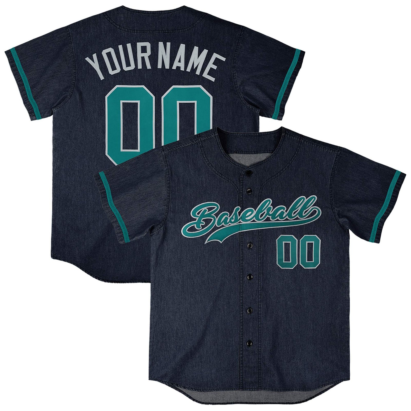 Custom Navy Personalized Denim Baseball Jersey For Men Women Boy
