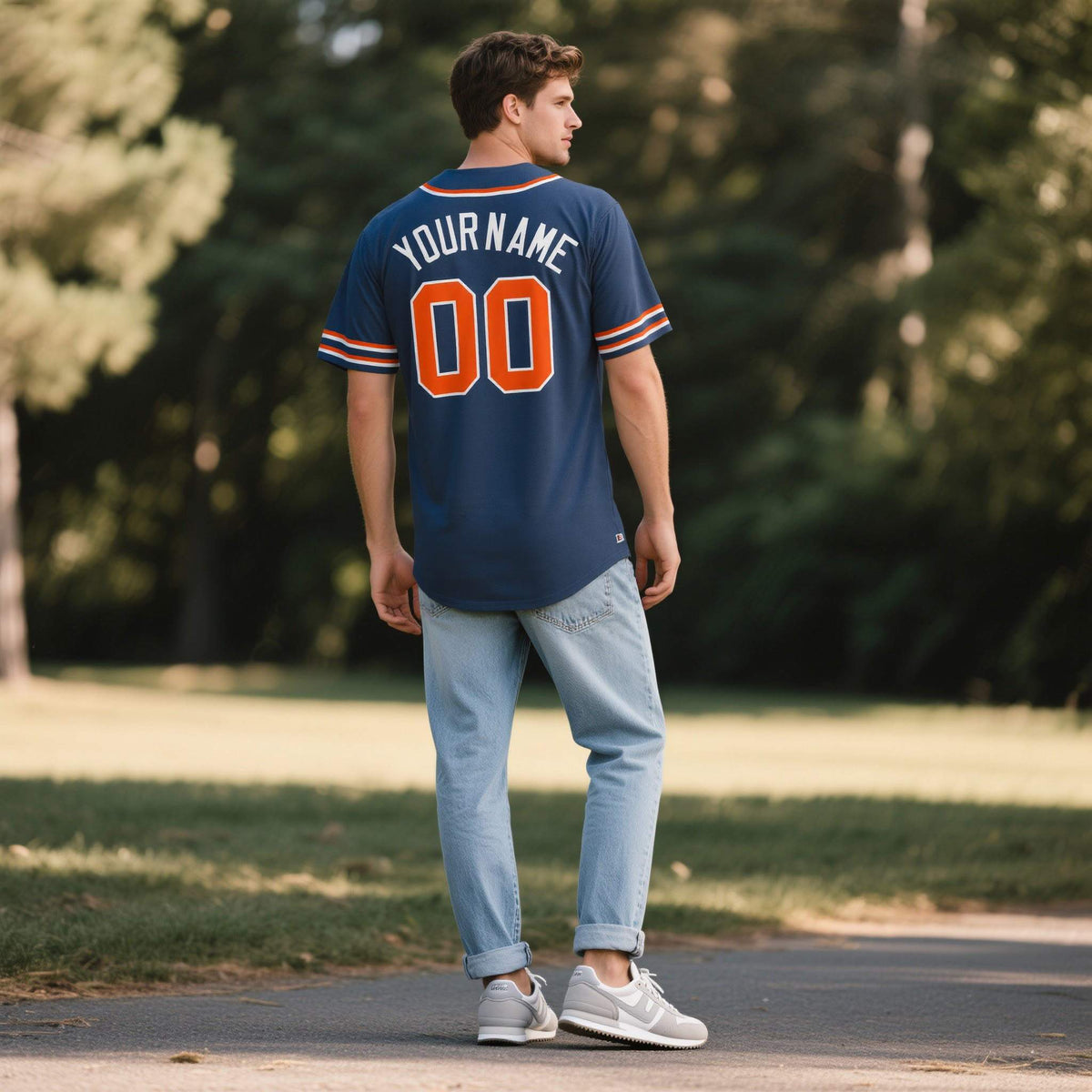 Custom Midnight Blue Personalized Denim Baseball Jersey For Men Women Boy