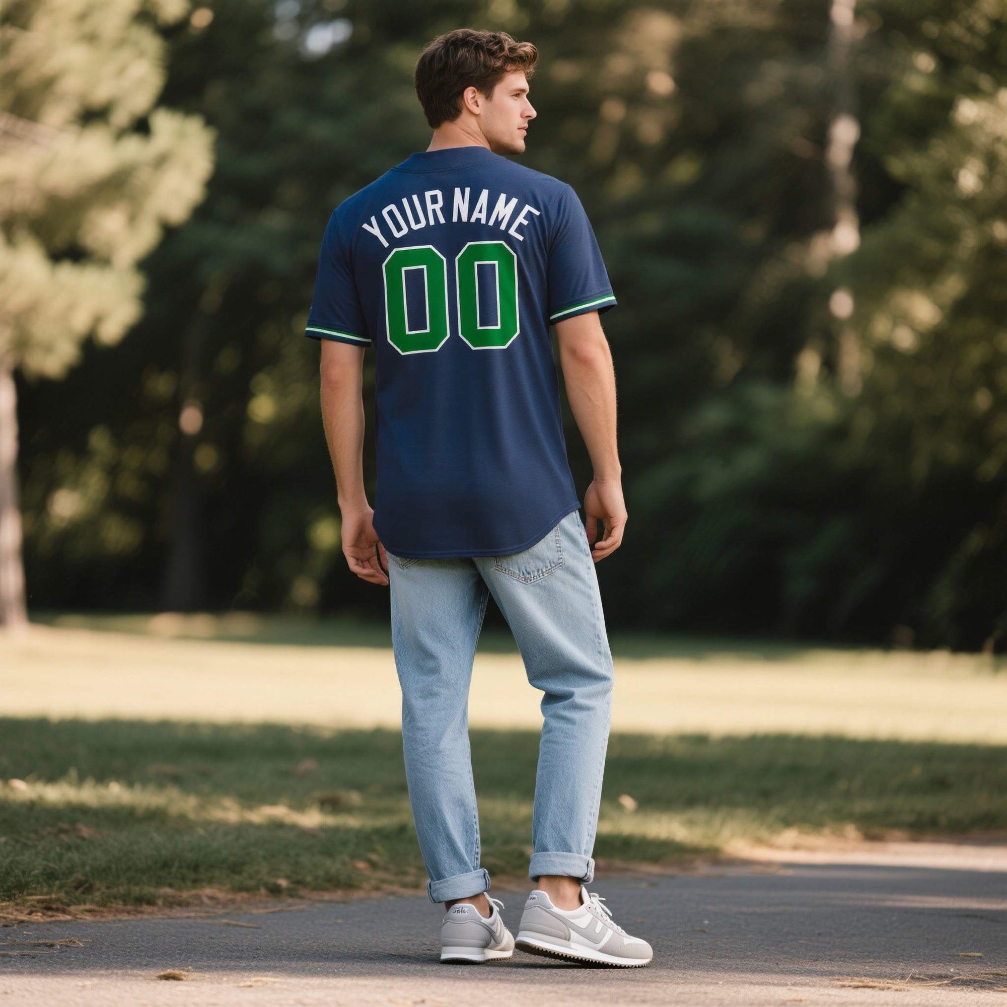 Custom Midnight Blue Personalized Denim Baseball Jersey For Men Women Boy