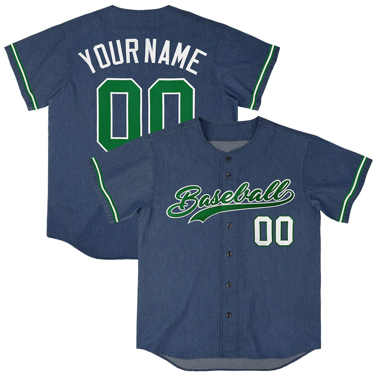 Custom Midnight Blue Personalized Denim Baseball Jersey For Men Women Boy