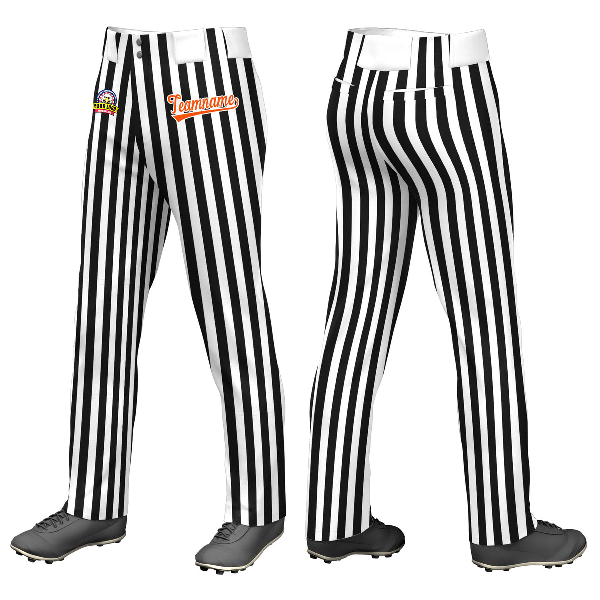 Custom White Black Pinstripe Fit Stretch Practice Loose-fit Baseball Pants