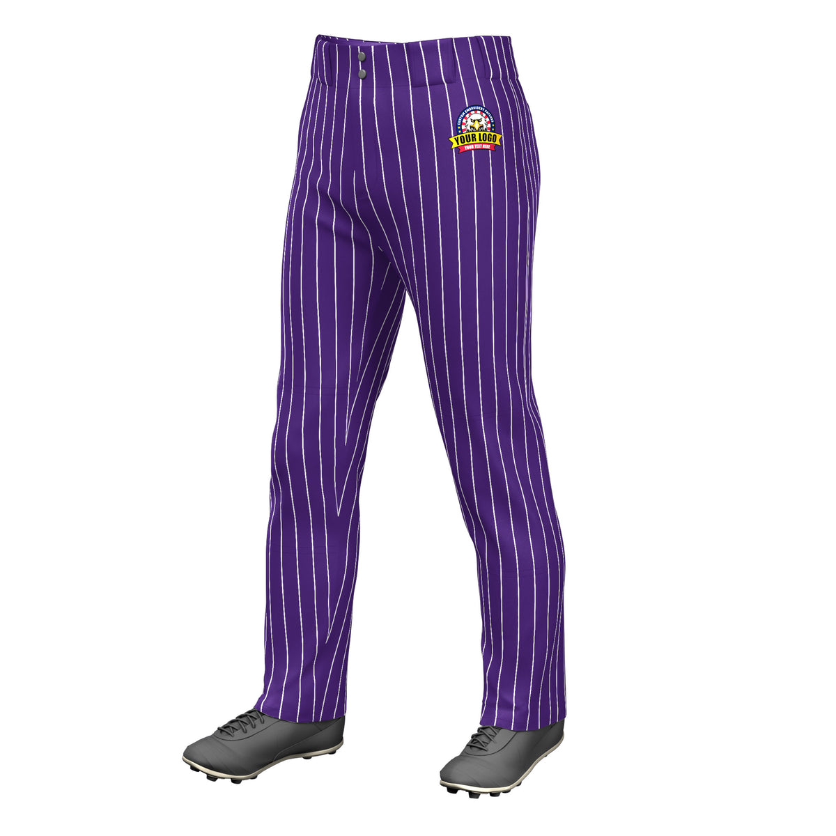 Custom Purple White Pinstripe Fit Stretch Practice Loose-fit Baseball Pants