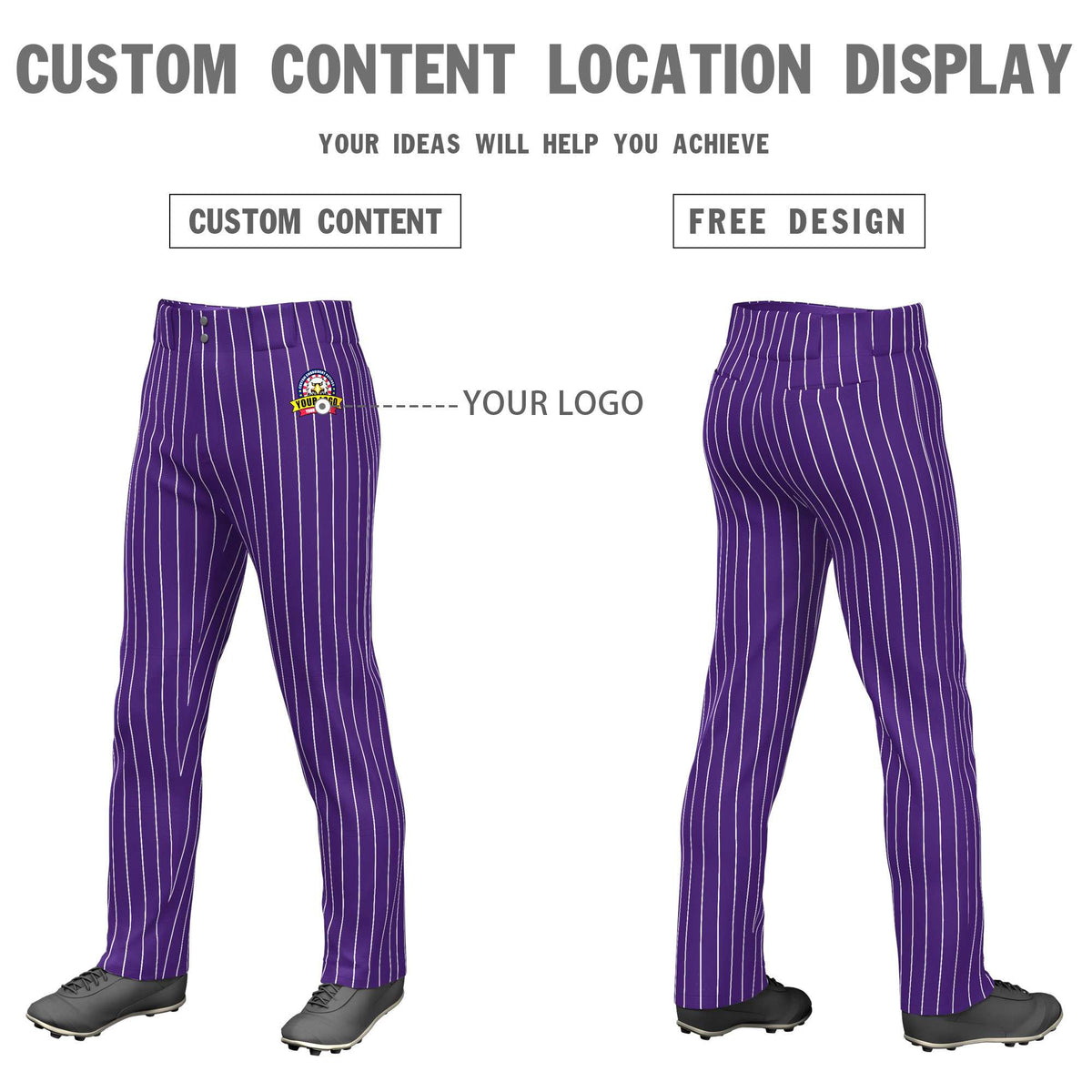 Custom Purple Powder Blue Pinstripe Fit Stretch Practice Pull  Up Baseball Pants