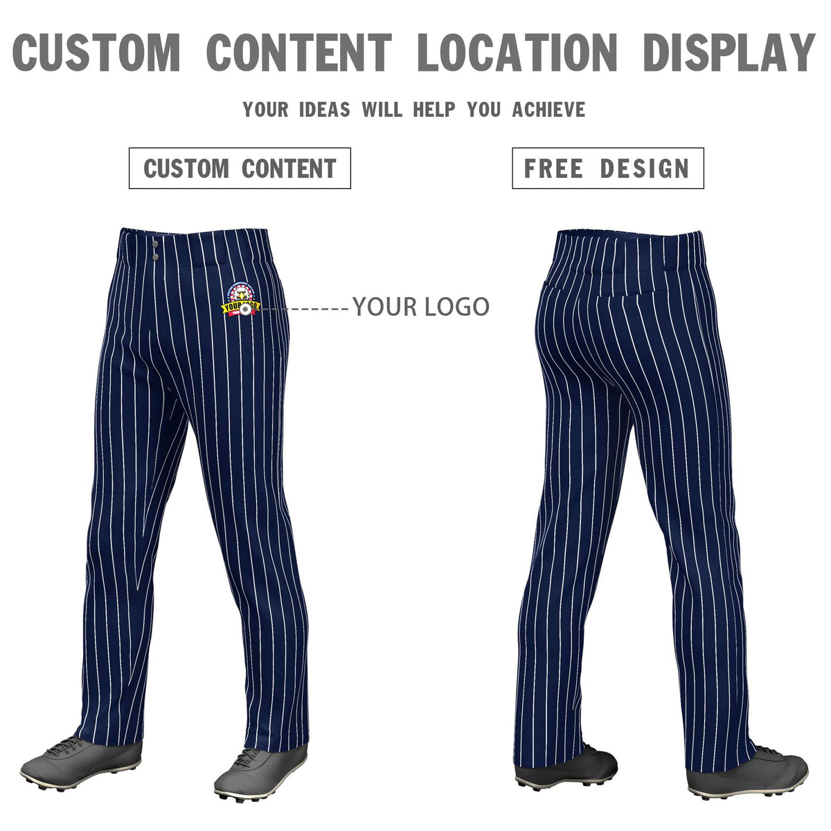 Custom Cadmium Orange Royal Pinstripe Fit Stretch Practice Pull  Up Baseball Pants